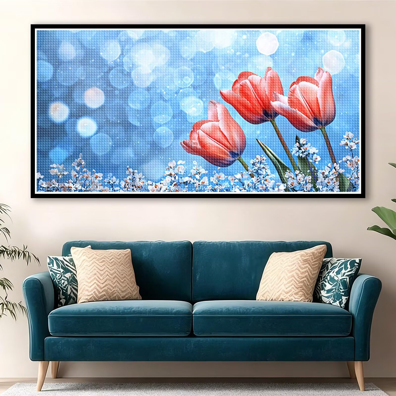 Diamond Painting Rot Diamant Painting Bilder Erwachsene Blume, DIY Set Erwachsene Crystal Art, 5D Diamond Art Viereckige Steine Stickerei Kreuzstich Mosaikherstellung für Zimmer Deko 160x80cm 0J-964