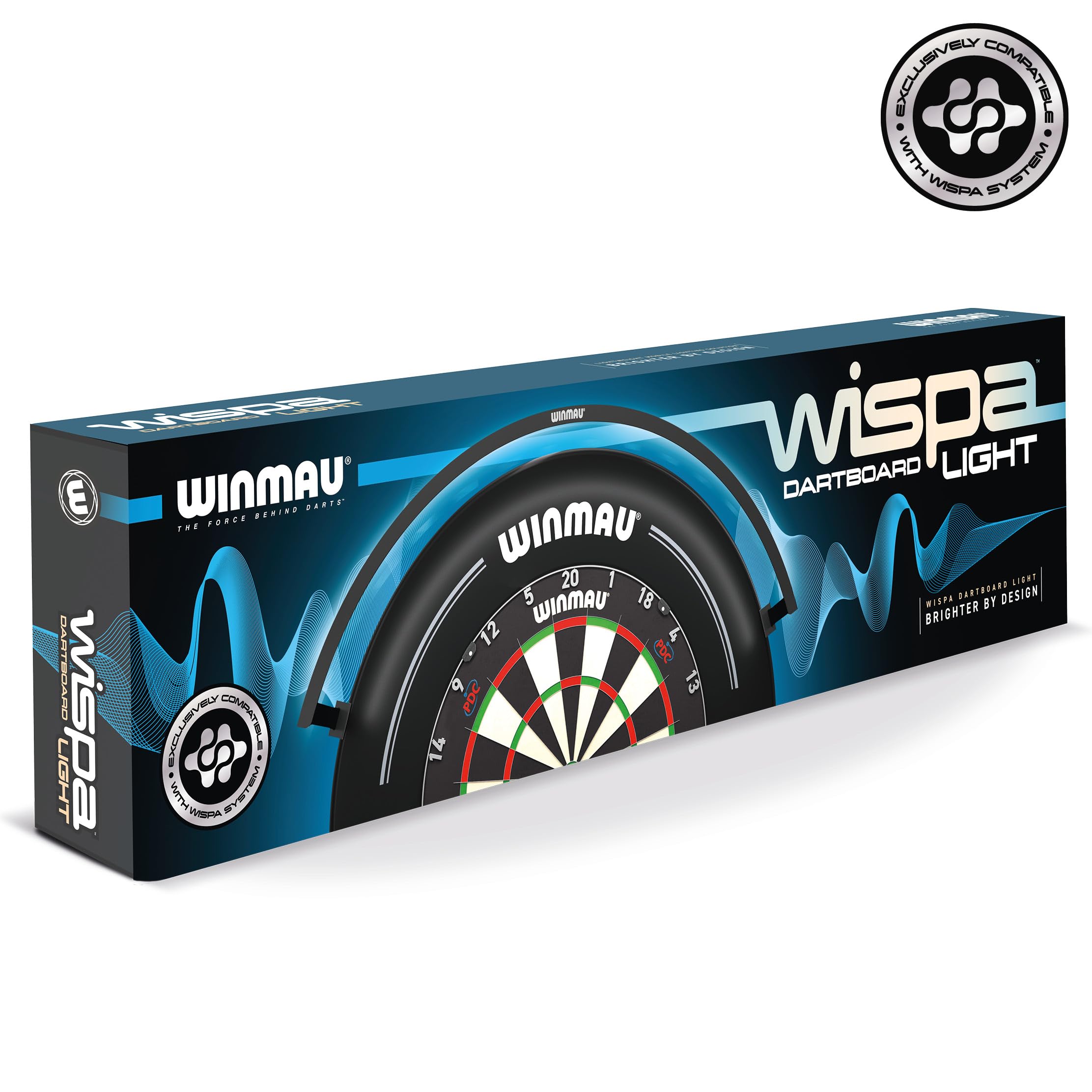 WINMAU Wispa Système de Cible de fléchettes et Accessoires – Système de Cible de fléchettes à réduction du Son ou éclairage Professionnel LED 1200 lumens | Fixation magnétique pour Une Configuration