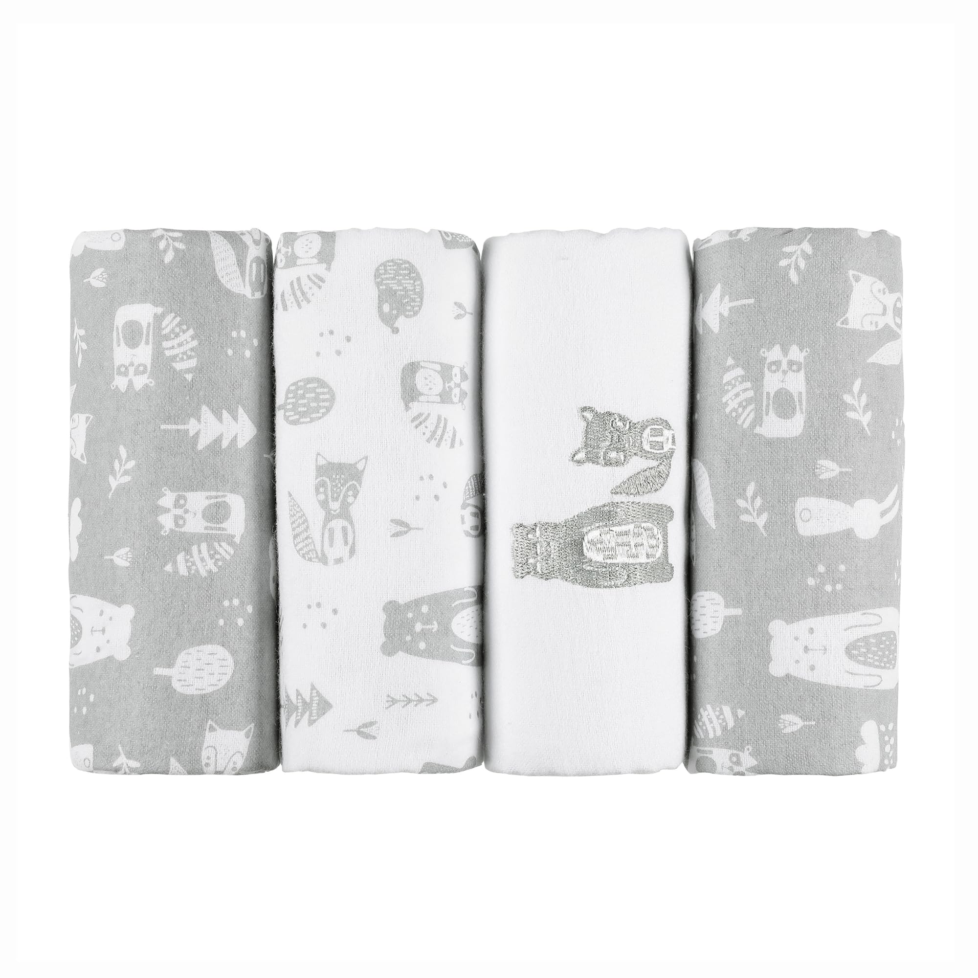 Kindsgard Molton Spucktücher - 4er Pack - 70x70cm - 100% Baumwolle - OekoTex 100 Zertifiziert - Molton Windeln - extrem saugstark & weich - waschmaschinenfest - vielseitiges Flanelltuch - Grau