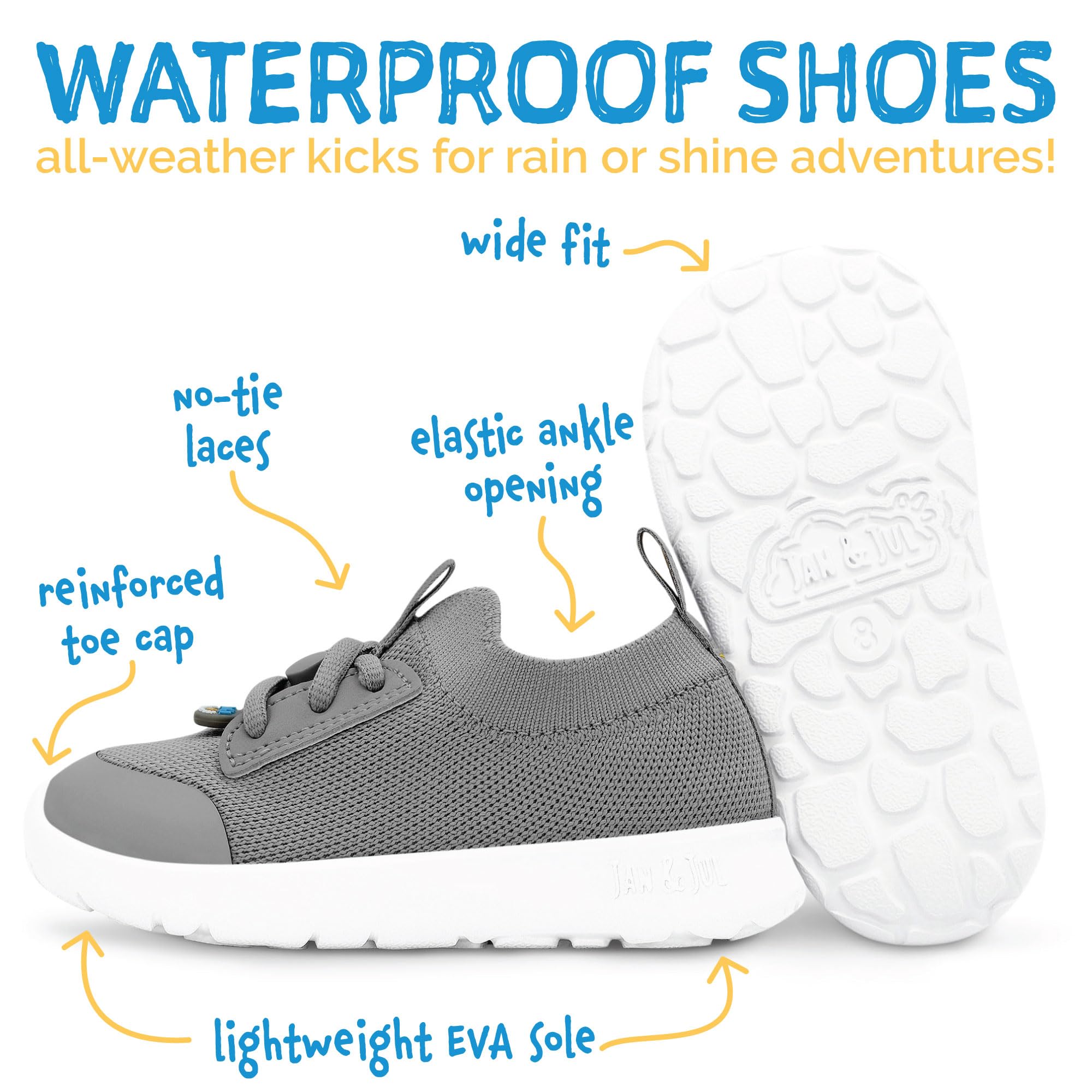 Jan & Jul wasserdichte Schuhe, leichte Sneaker mit verstärkter Zehenkappe für Kleinkinder