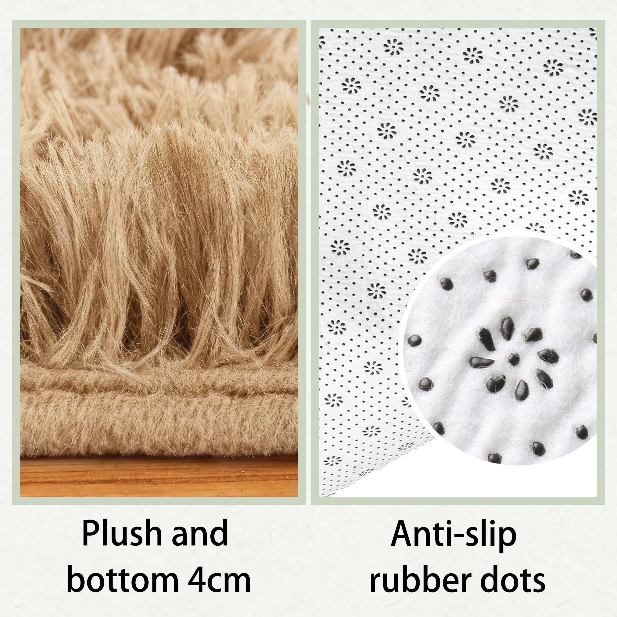 Tapis Salon Shaggy Ultra Doux 120x220cm Chameau