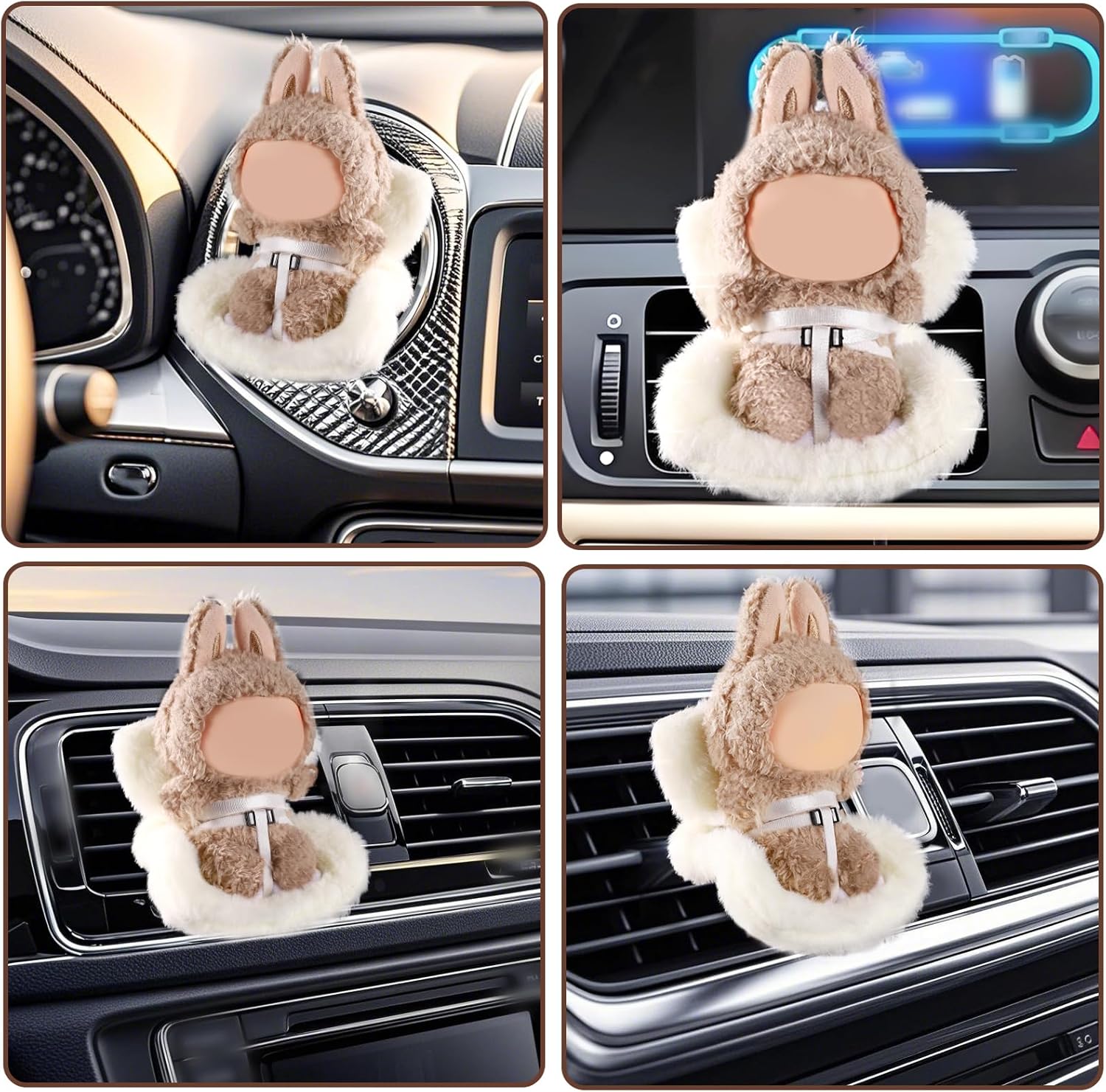 Car Dolls Seat, Decorative Doll Safety Sofa with Chair Cushion Cute Car Air Vents Clip Ornaments Accessories for Display 3.94-6.69in Toy(Leopard Pattern)