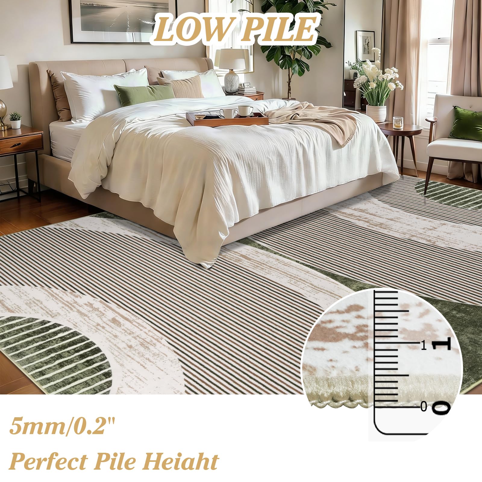 Homcomodar Tappeti lavabili Soggiorno Moderni tappeti geometrici per la camera da letto-120x170cm