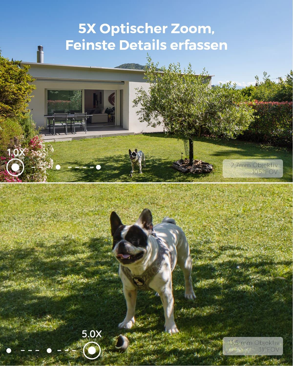 Reolink 4K Smarte PoE IP Kamera Outdoor mit Personen-/Autoerkennung, 5X optischer Zoom Überwachungskamera Aussen, Spotlight, Farbige Nachtsicht, Zwei-Wege-Audio, microSD Kartensteckplatz, RLC-811A