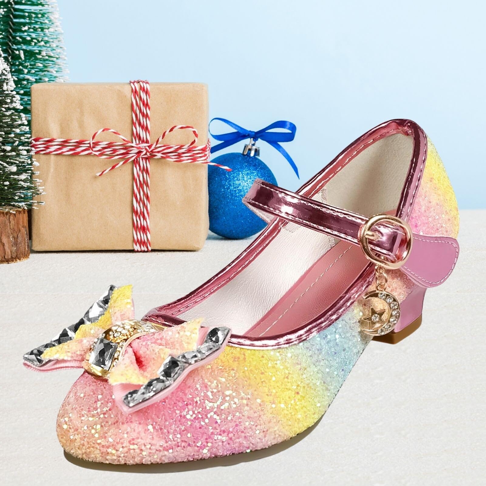 Chaussure Talon Fille Princesse Ballerine Paillettes Papillon Noël Carnaval