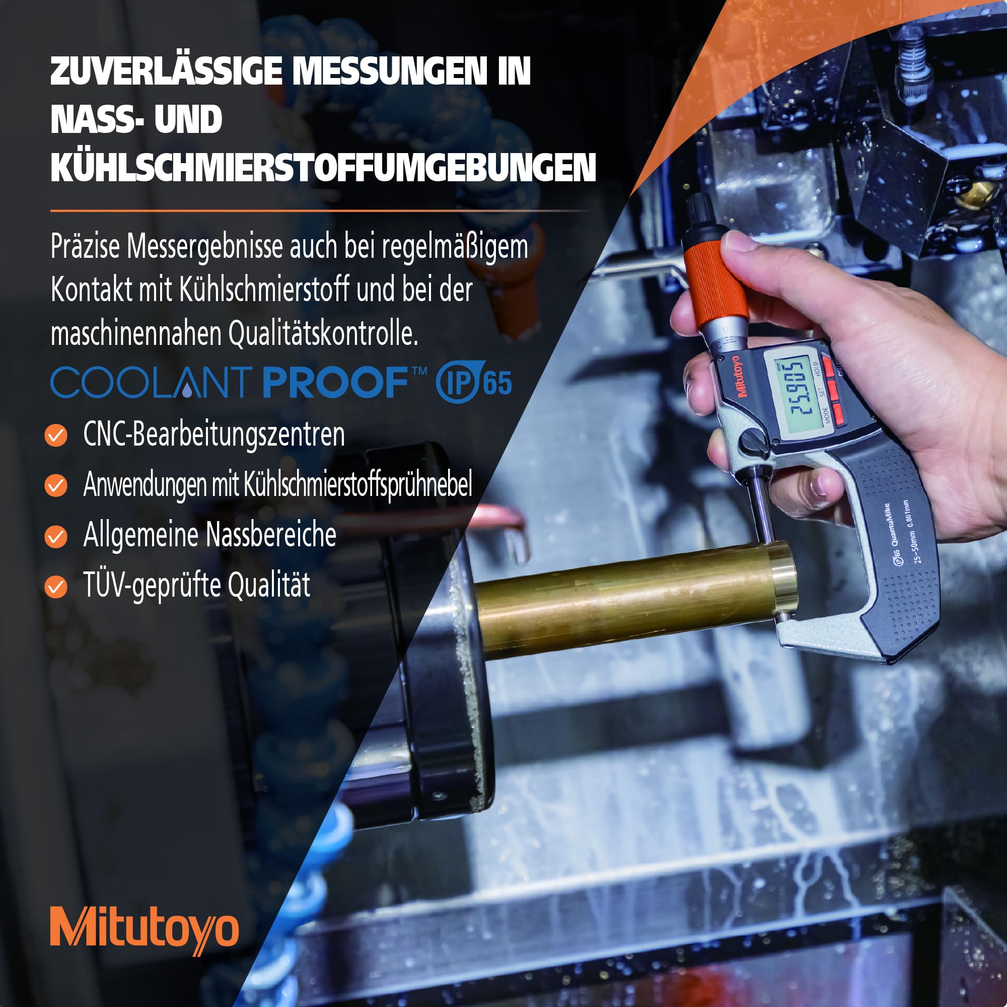 Mitutoyo 293-140-40 ABS Digital-Mikrometer MD-E25, 0-25 mm | 0,001 mm, bidirektionale Daten, IP65