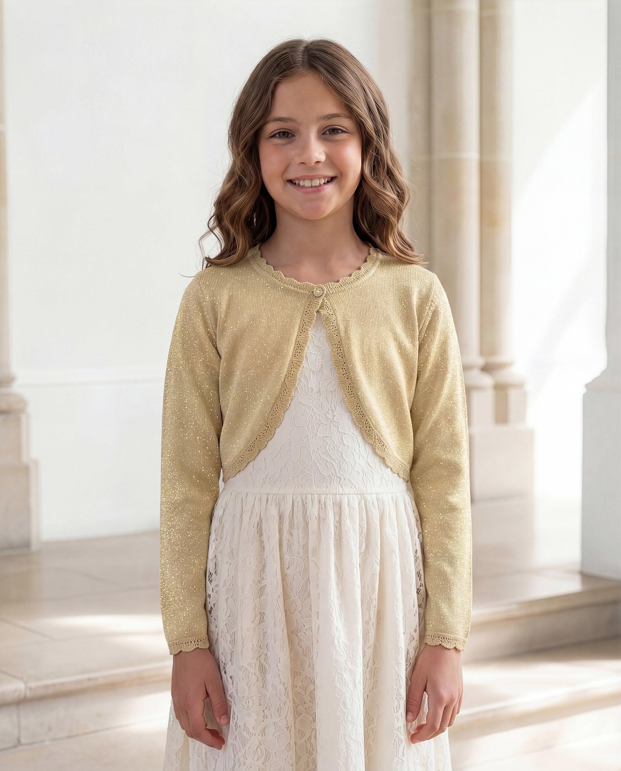 BlackButterfly Boléro Cardigan Scintillant à Manches Longues pour Fille Enfant