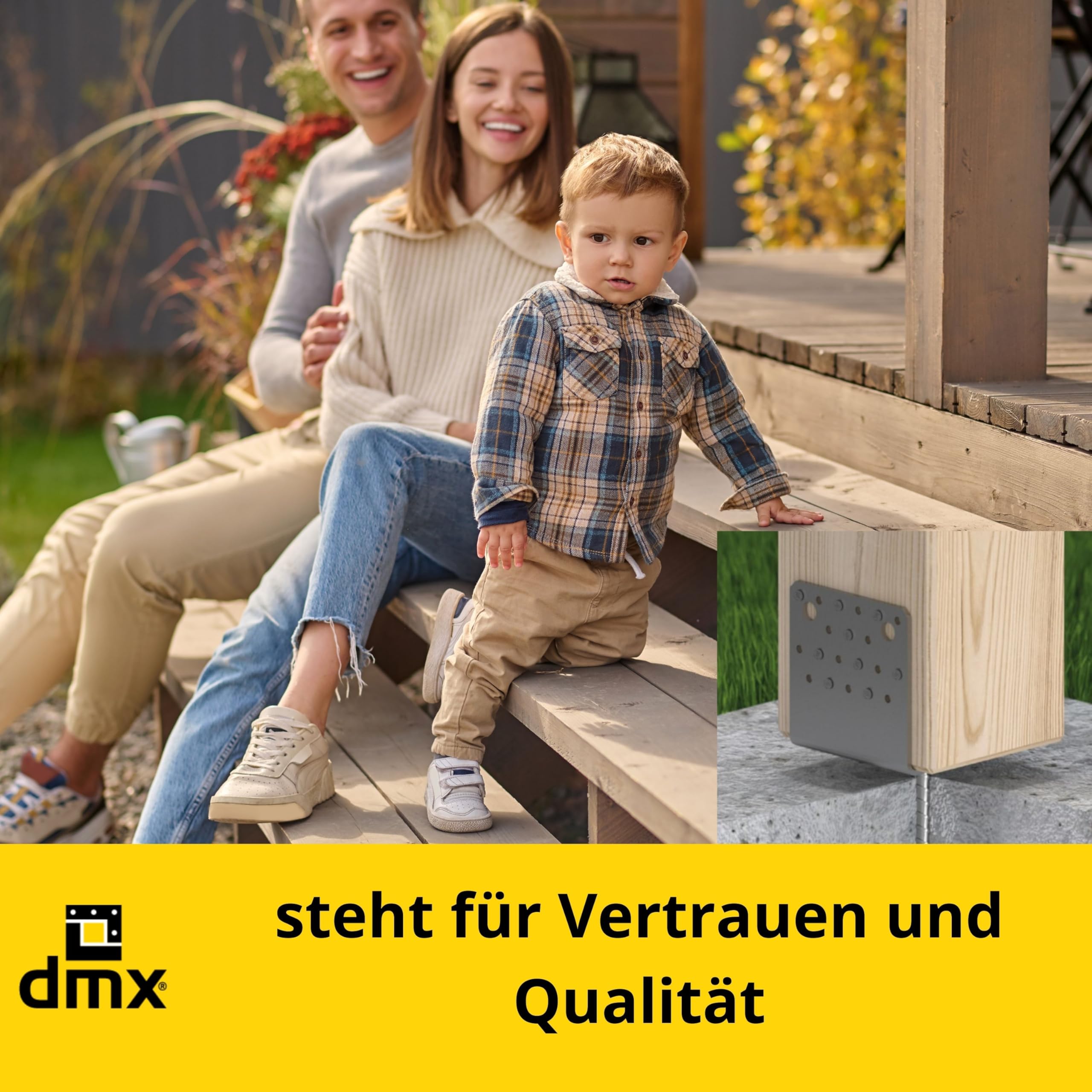 DMX U Pfostenträger 120x120 - Anker zum Einbetonieren - Pfostenanker 4er Set | U profil - Pfostenträger zum einbetonieren - Stützenfuß für Zaunpfosten - Holzpfosten - Anker - Terrasse, - Carport Pavillon