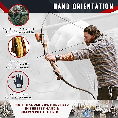 Miniatura 11 de Southwest Archery Tigershark Takedown - Arco recurvo – Versiones estándar y PRO – Arco de caza de 62 pulgadas – zurdo y diestro – Pesos de tracción