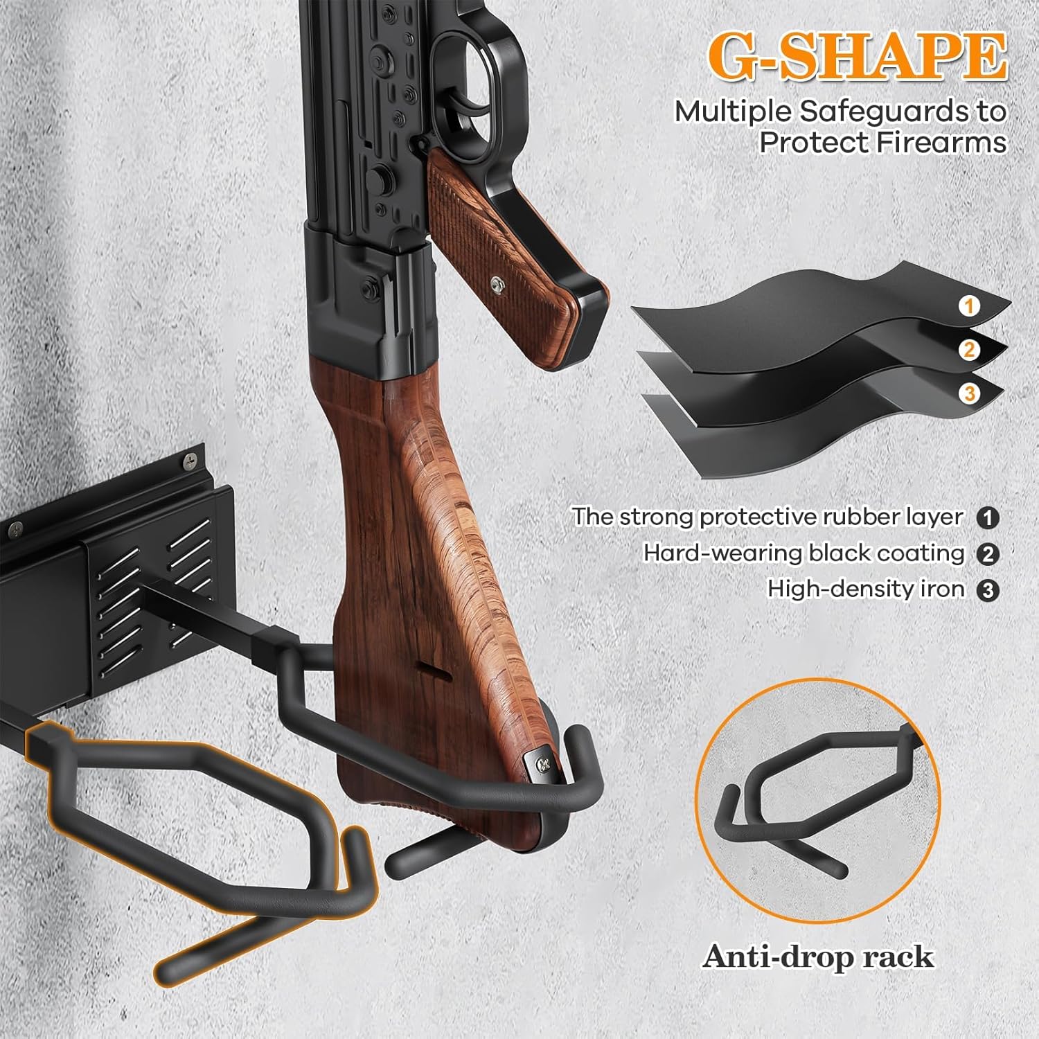 Gun Rack for Wall, Heavy Duty Steel Gun Wall Mount, Adjustable 4/8/12 Slot Indoor Gun Racks Securely Hold Shotguns Rifles Rack for Home Garage Office or Retail Shop