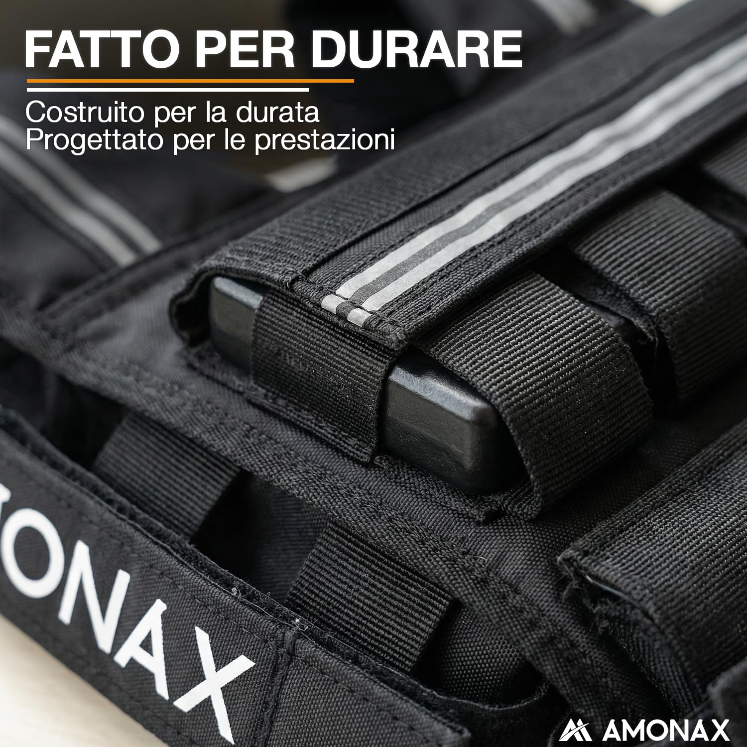 Amonax Giubbotto Zavorrato 10kg / 20kg / 30kg, Gilet Zavorrato Regolabile con Elementi Riflettenti per Uomo e Donna, per Allenamento Fitness, Camminata e Aumento della Massa Muscolare
