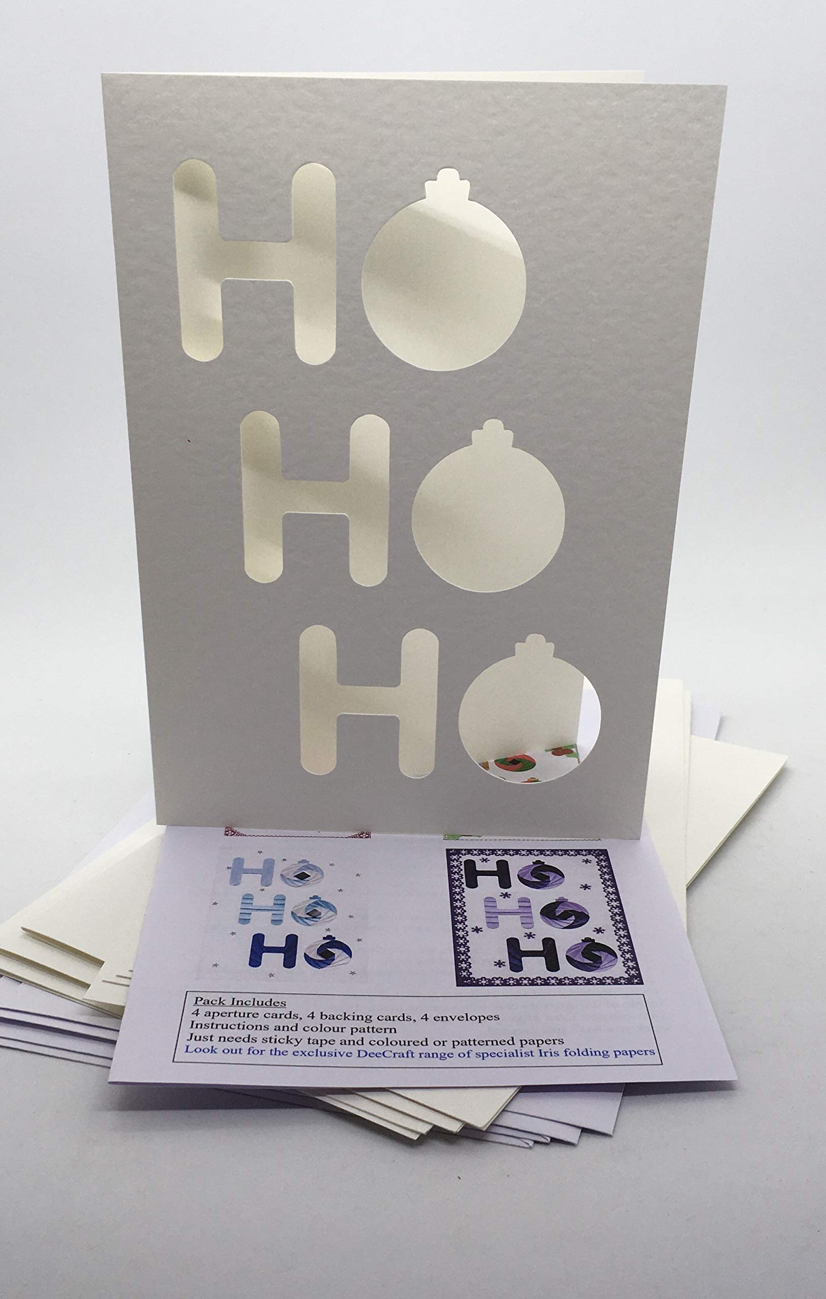 Iris Folding Card Pack HO HO HO C5 Size Makes 4 Cards DeeCraft