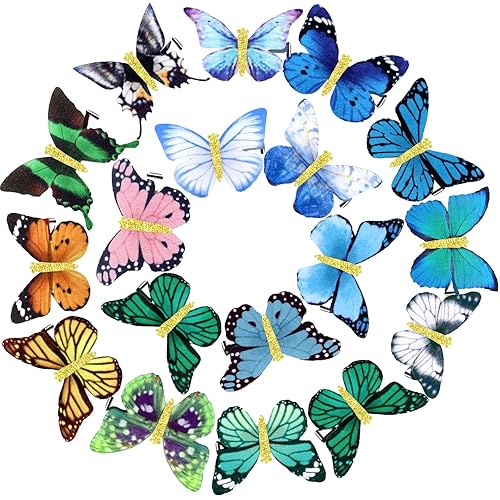 18 pinzas con diseño de mariposa, con brillantina, pasadores, pinzas de clip para adolescentes y mujeres, accesorios de pelo (estilo encantador)