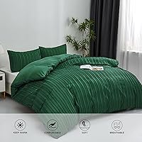 Vista 4 de yundo Boho Duvet Cover Set Queen Size, Striped Textured Duvet Cover Tufted Bedding Set,Ultra Soft Embroidery 3 Piece Duvet Covers for All Seasons 3