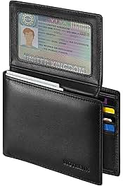Leather Wallets for Men, Genuine Leather Mens Wallets Bifold Rfid Blocking with 2 ID Windows