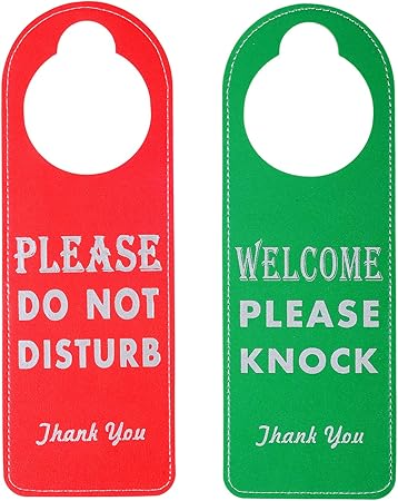 Amazon Kichwit Do Not Disturb ドアハンガーサイン 2パック Please Do Not Disturb サイン Welcome Please Knock サイン オフィスホーム会議クリニックに最適 赤 緑 標識 サイン 文房具 オフィス用品