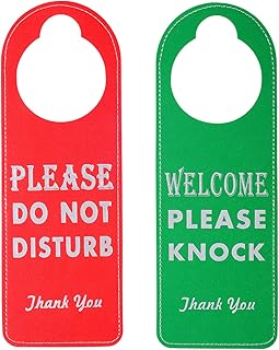 Kichwit Do Not Disturb Door Hanger Sign, 2 Pack Please Do Not Disturb Sign, Welcome Please Knock Sign, Ideal for Office Home Meeting Clinic (Red + Green)