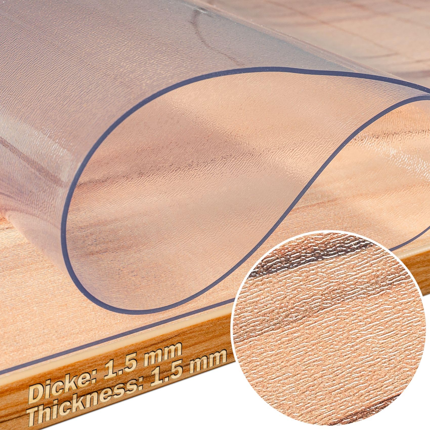 ANRO Protector de mesa con estructura para mesa brillante y cristal, 1,5 mm, 450 x 90 cm