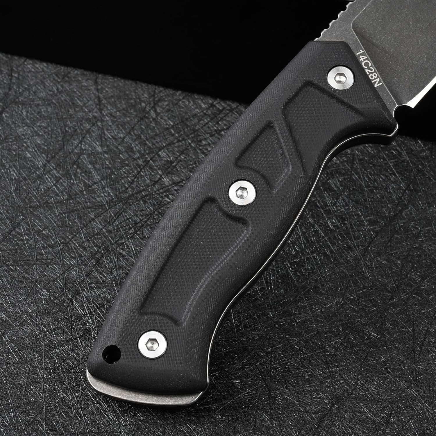 Knives 14C28N Steel Tactical Fixed Blade Knife with kydex sheath G10 Handle for Men EDC Outdoor Camping Survival Hunting (Black Stone Wash+Black G10)