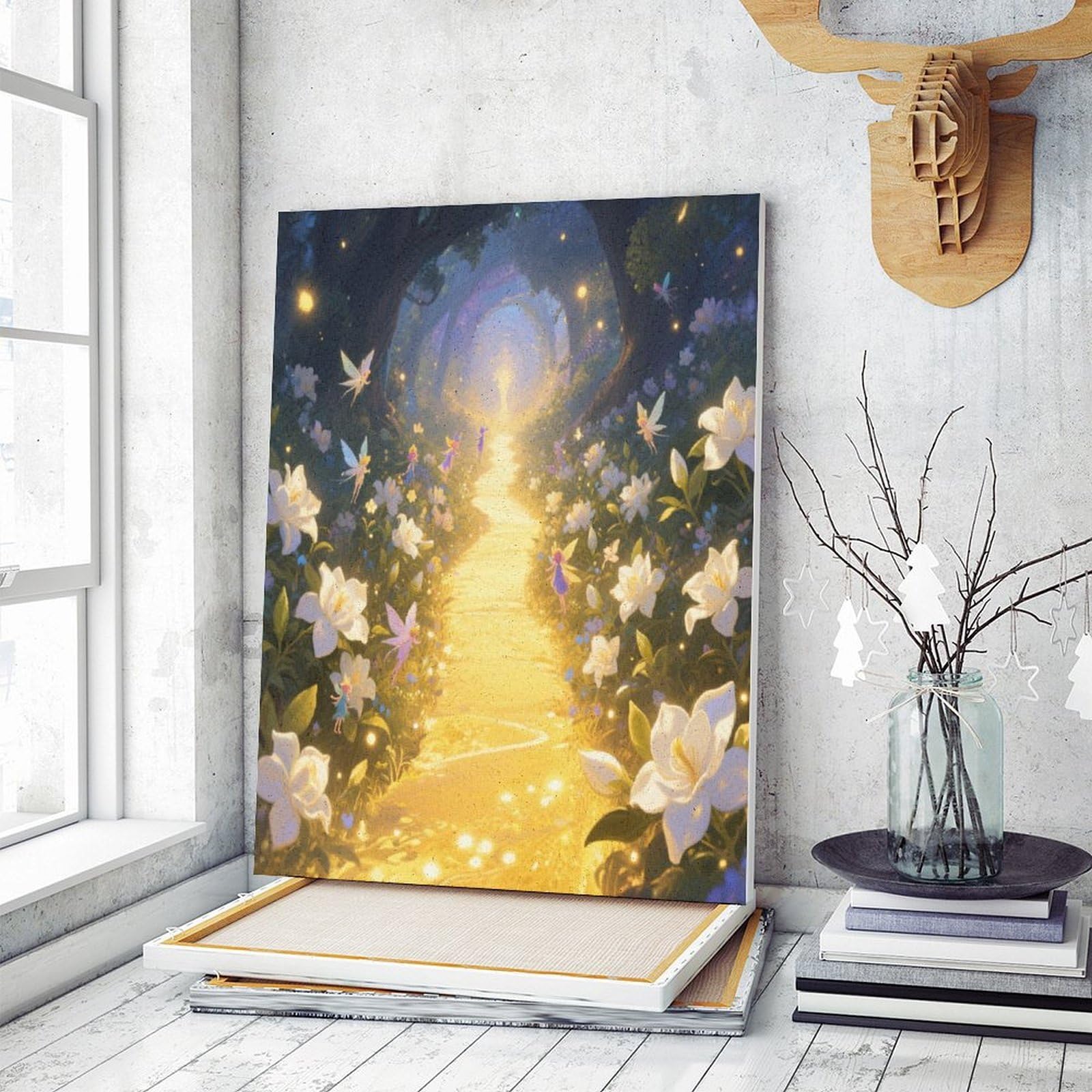 KOAYUBFC Gardenia Malen nach Zahlen Kit für Erwachsene Anfänger Erwachsene Malen nach Zahlen Kits auf Leinwand DIY Acryl Ölfarben Malerei mit Pinseln für Geschenk Home Wall Decor