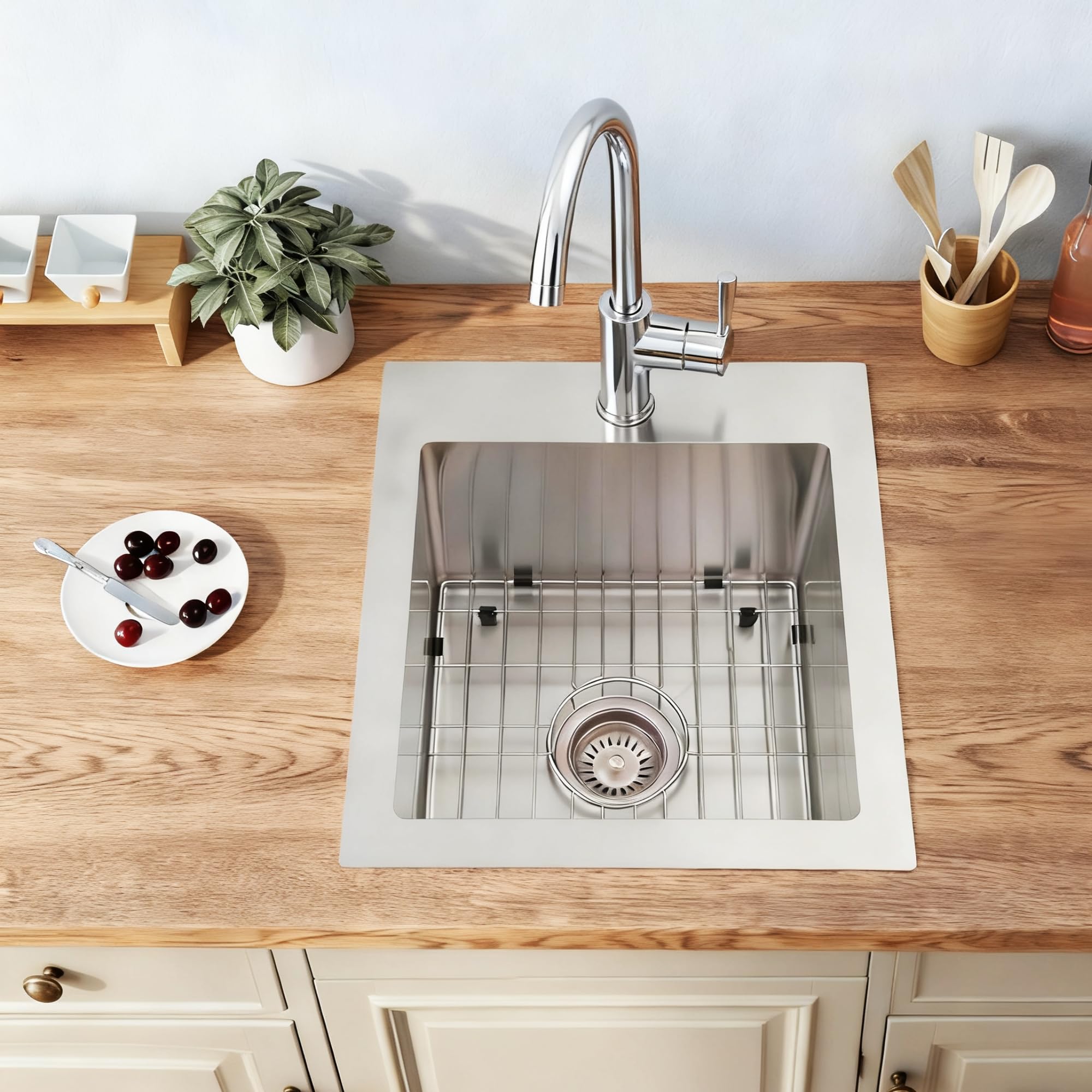 Drop In Bar Sink 17 X 19 inch,16 Gauge Stainless Steel Bar Sinks,Small RV Sink