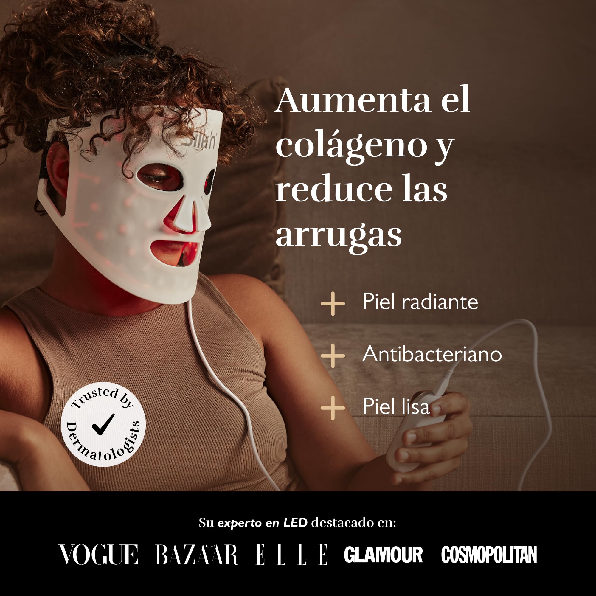 Silk'n Máscara LED Facial I Face LED Mask I Mascarilla para Rejuvenecer la Piel y Reducir Manchas I Luz Roja, Azul, Amarilla y Violeta I Blanca