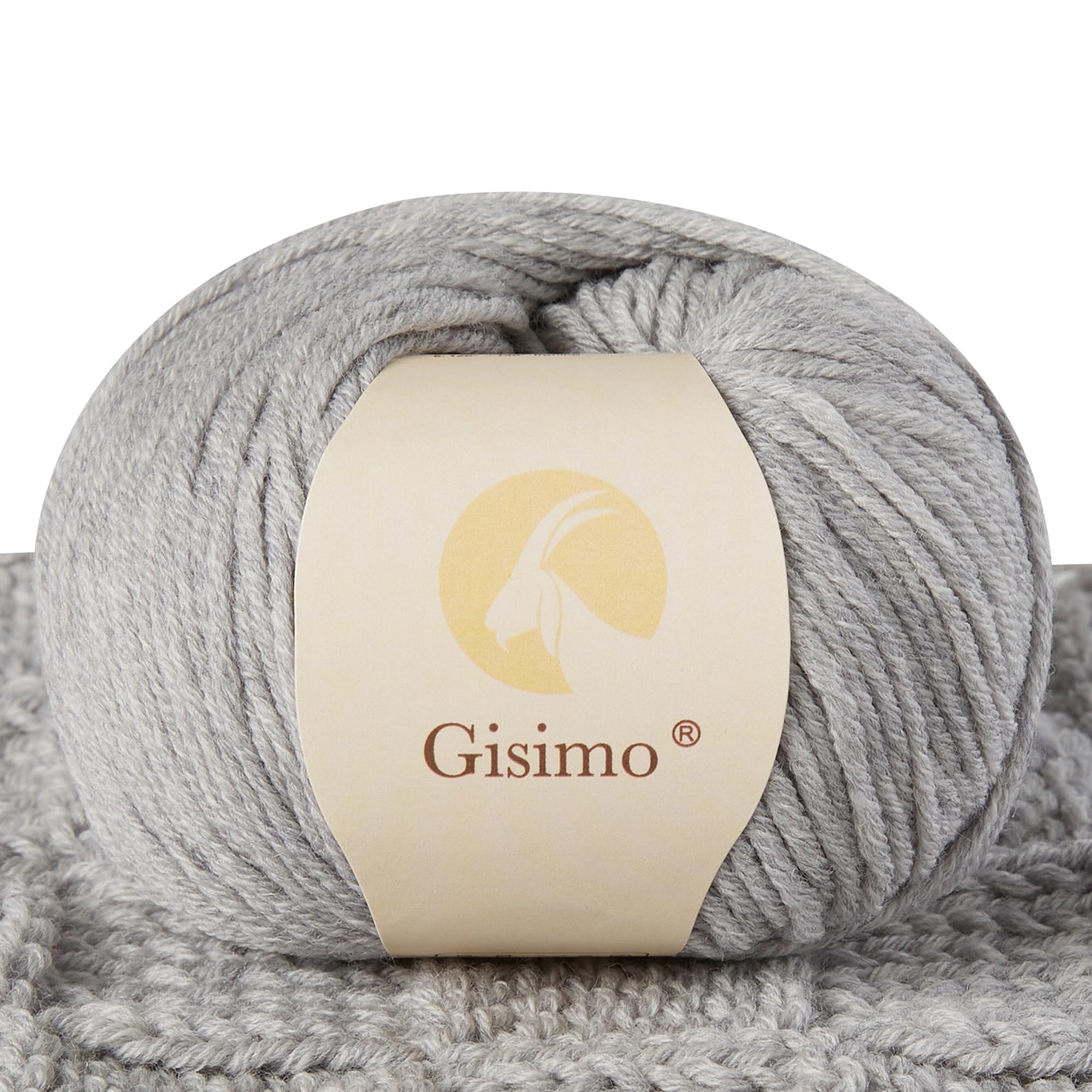 100% Merino Wool Yarn, 6-Ply Luxurious and Soft Yarn for Hand Knitting & Crocheting, 1.76 OZ/50g, 127 yds/116 Meters (Light Gray, 1 Ball)