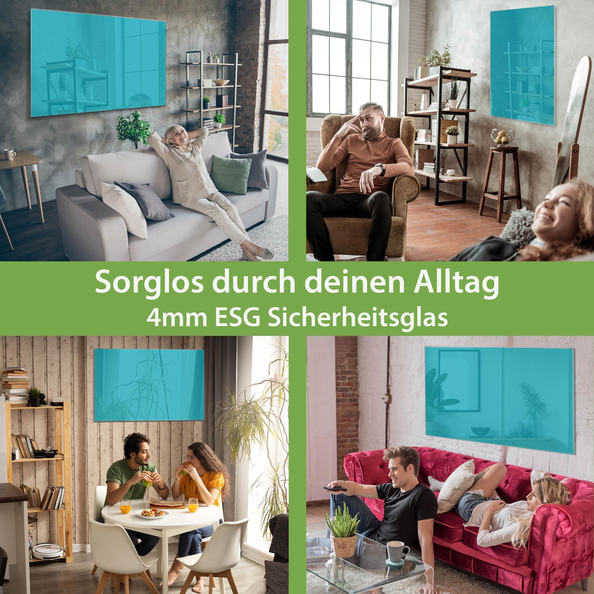 banjado Glas-Pinnwand in 60x40cm für Notizen und klare Farbgestaltung