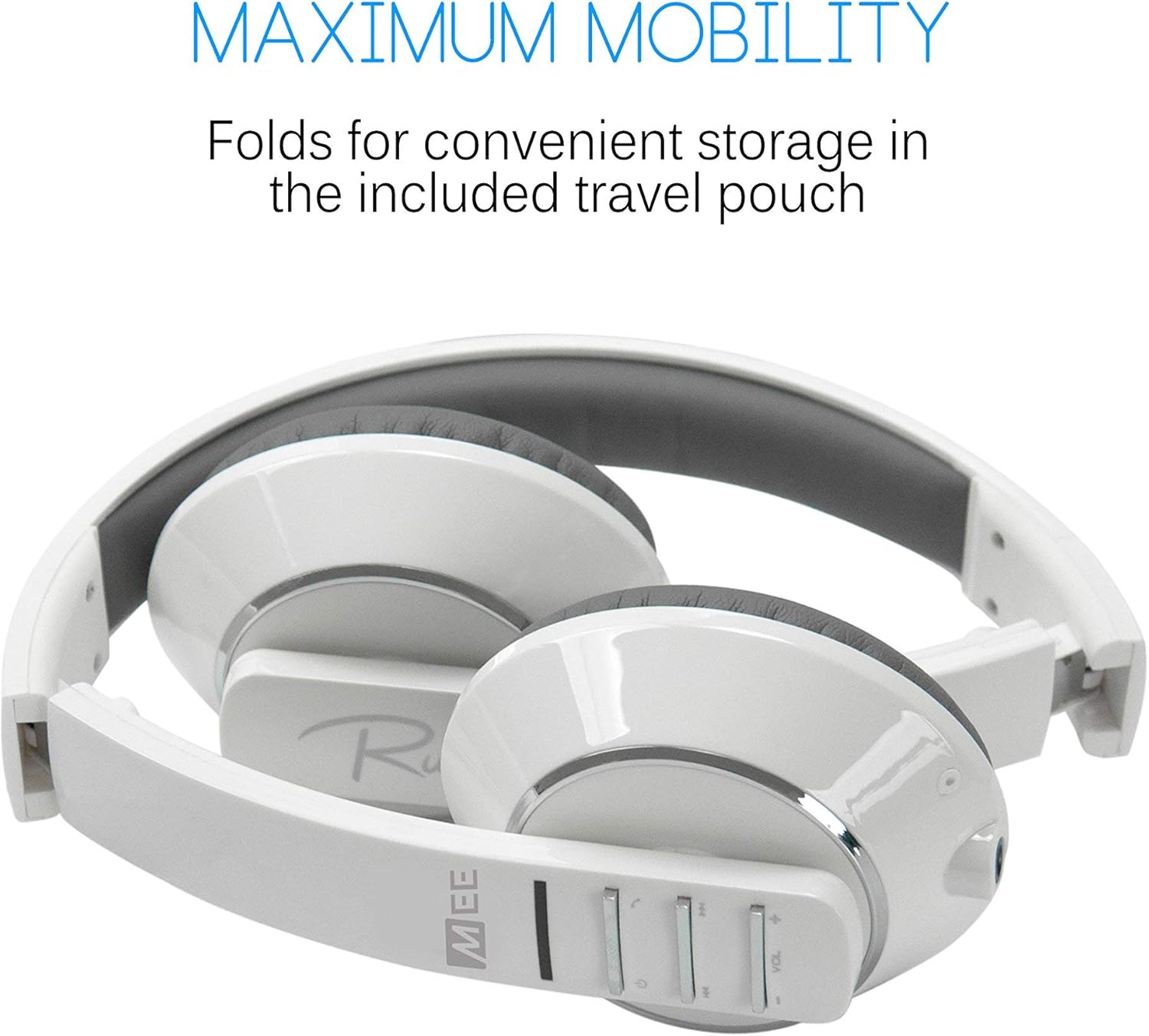MEE audio Runaway 4.0 headphones folded for maximum mobility