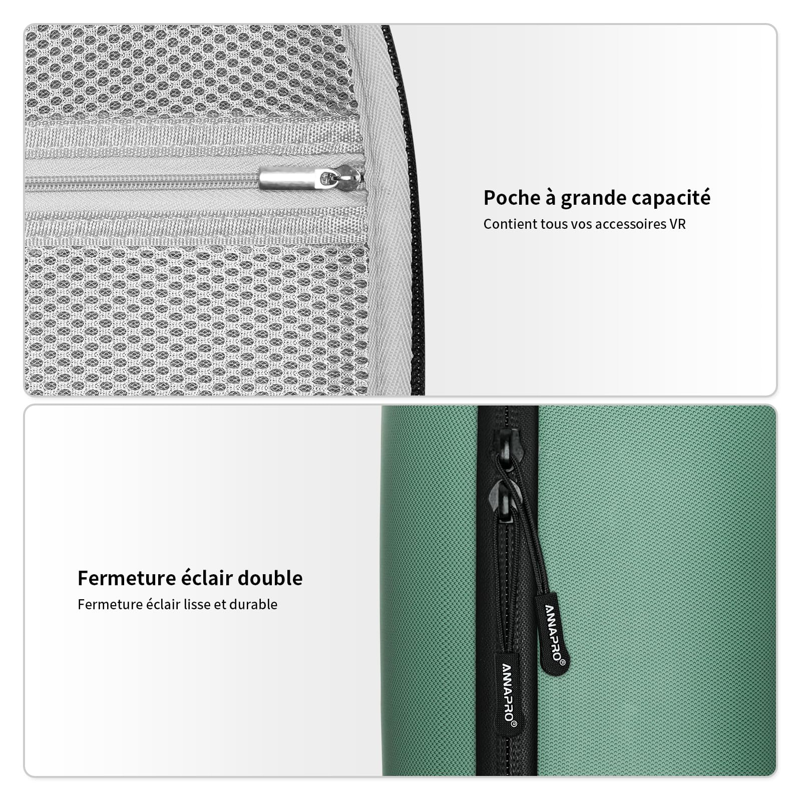 Housse de Transport pour Meta Quest 3S/Quest 3, Compatible avec Le Elite Strap à Batterie, Les manettes et Autres Accessoires, Coque Rigide et Protection supérieure pour Les Voyages, Vert