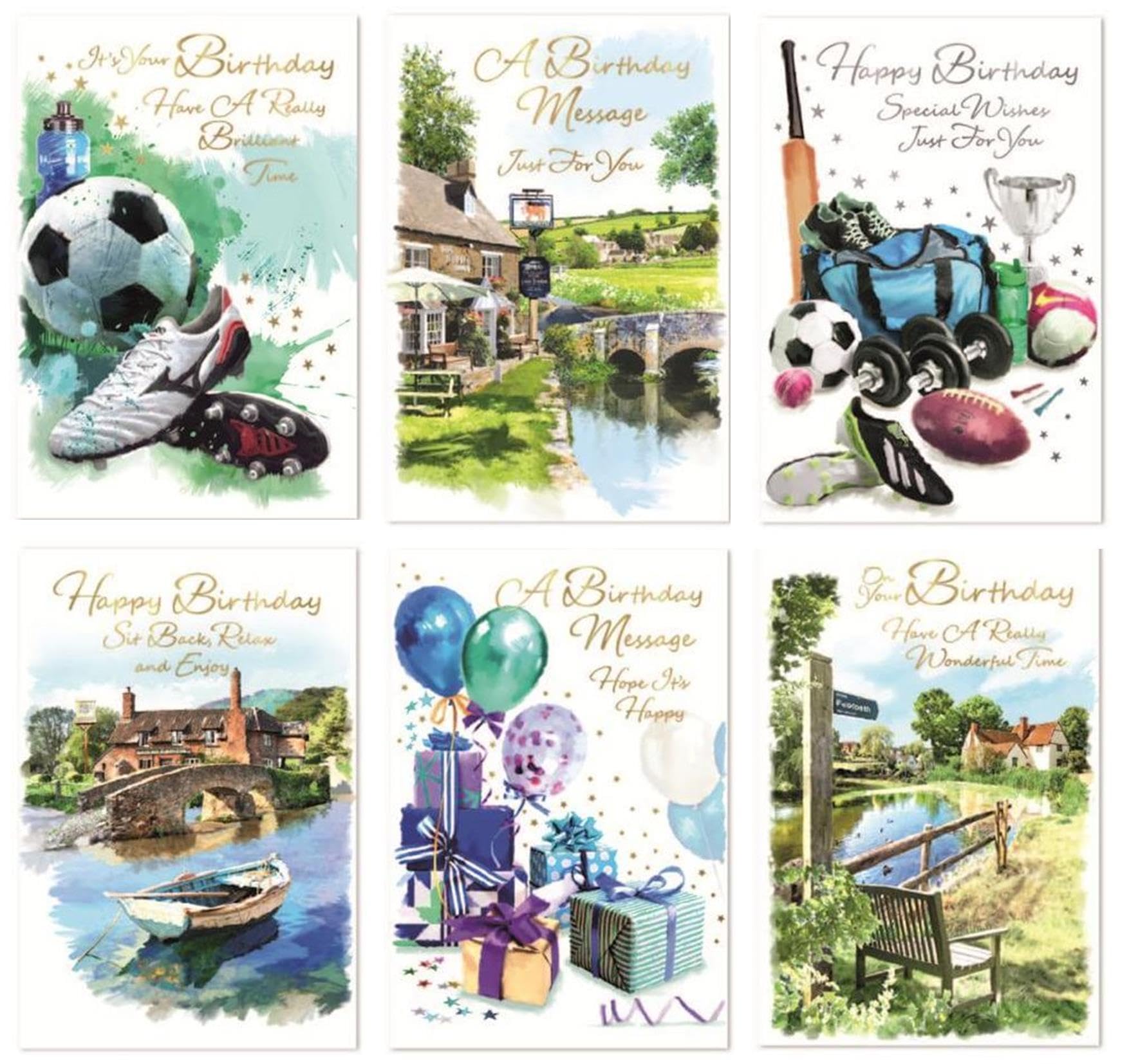 6 x Birthday Cards Multipack Card Pack Assorted Various Male Men - PK C