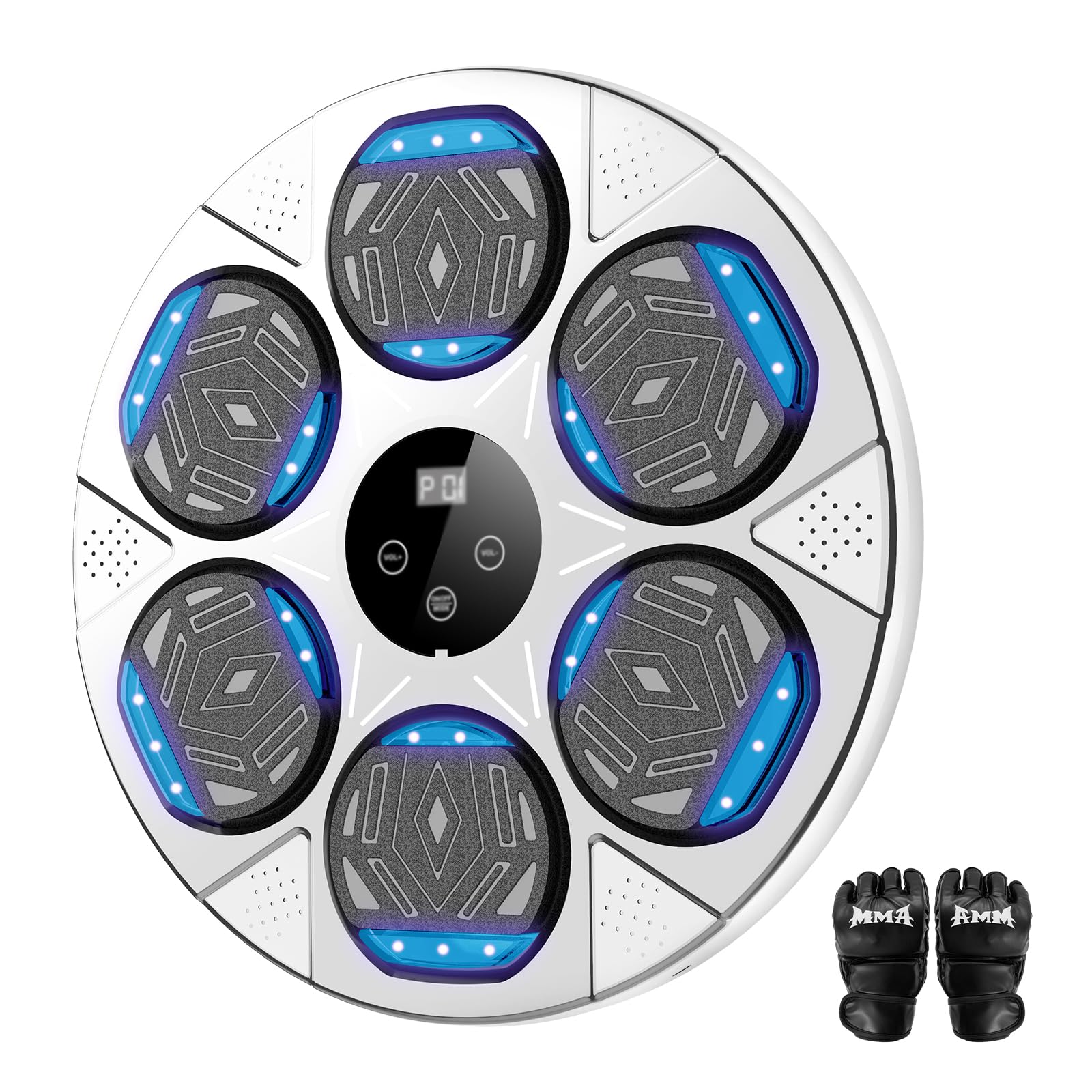 LOLBOX Boxing Wall-Mounted Machine, Intelligent Boxing Trainer with Boxing Gloves, Home, Office, Gym Exercise Target Equipment,White