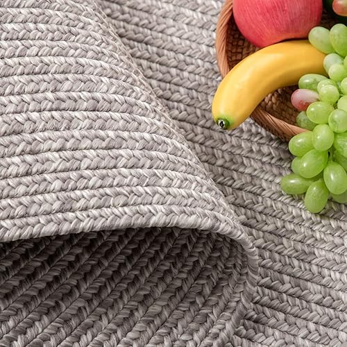 Vista 61 de DECOMALL Azure - Alfombras trenzadas para exteriores, alfombra ovalada para interiores, 3 x 5 pies, color gris
