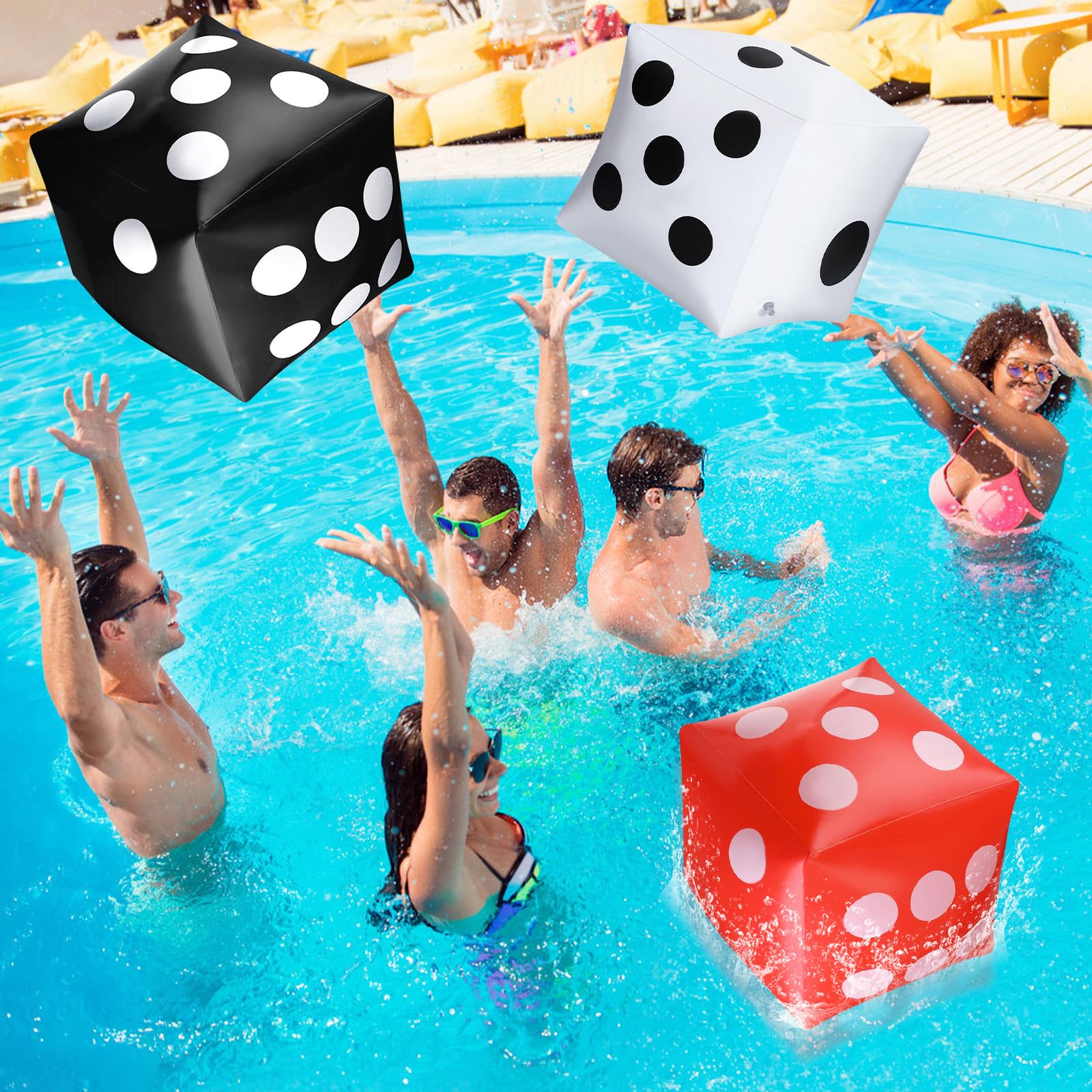 EKKONG Giocattolo Gonfiabile a Cubo Confezione da 3, Cubo Gigante, PVC Grande Cubetti Gonfiabili per Piscine Interne ed Esterne Giochi per Feste sul Prato (Bianco 3)