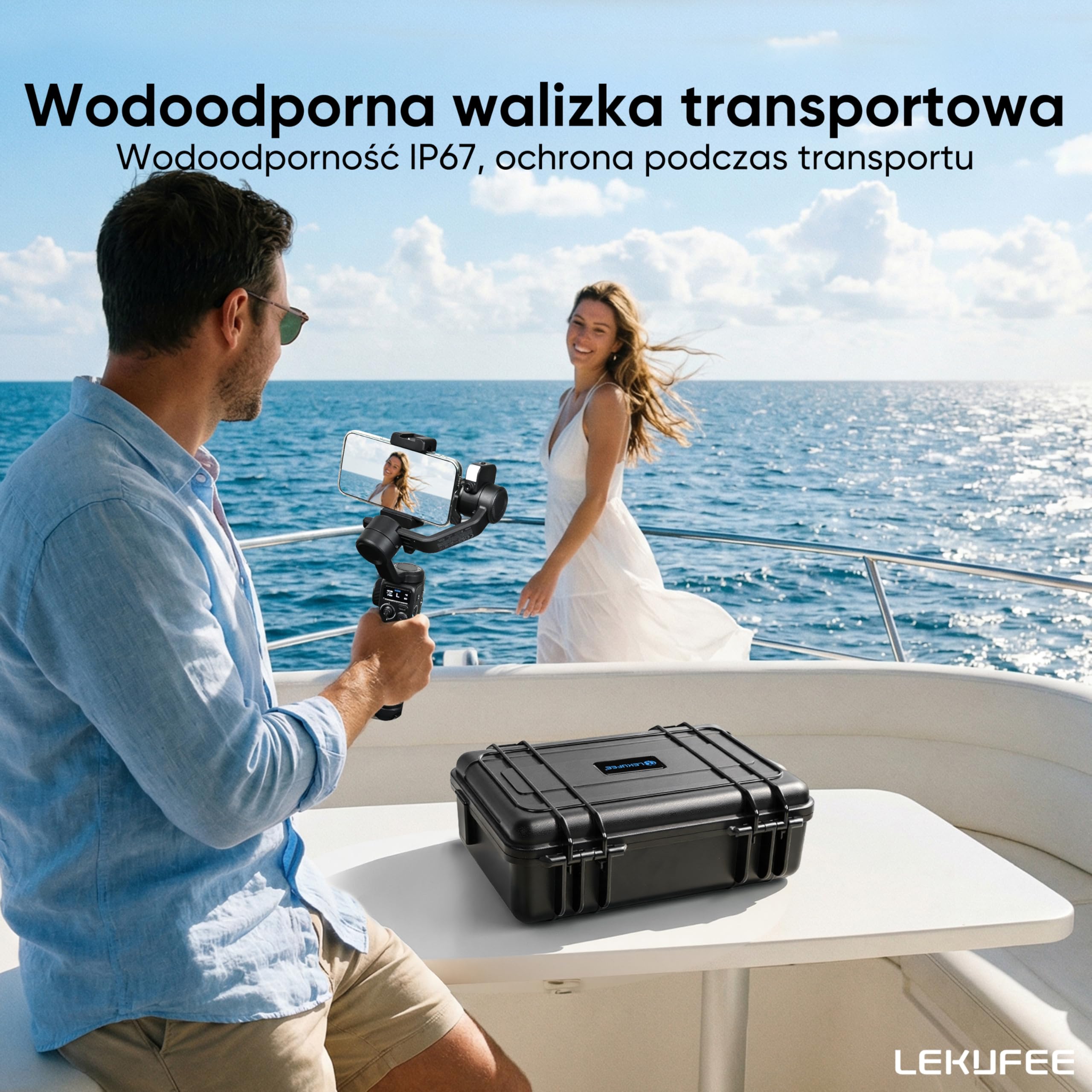 Lekufee Wodoszczelny, twardy futerał transportowy do GoPro Fluid Pro AI - 3-osiowy stabilizator gimbala, kamer GoPro Hero 13/12/11/10/9, Media Mod oraz innych akcesoriów (tylko futerał)