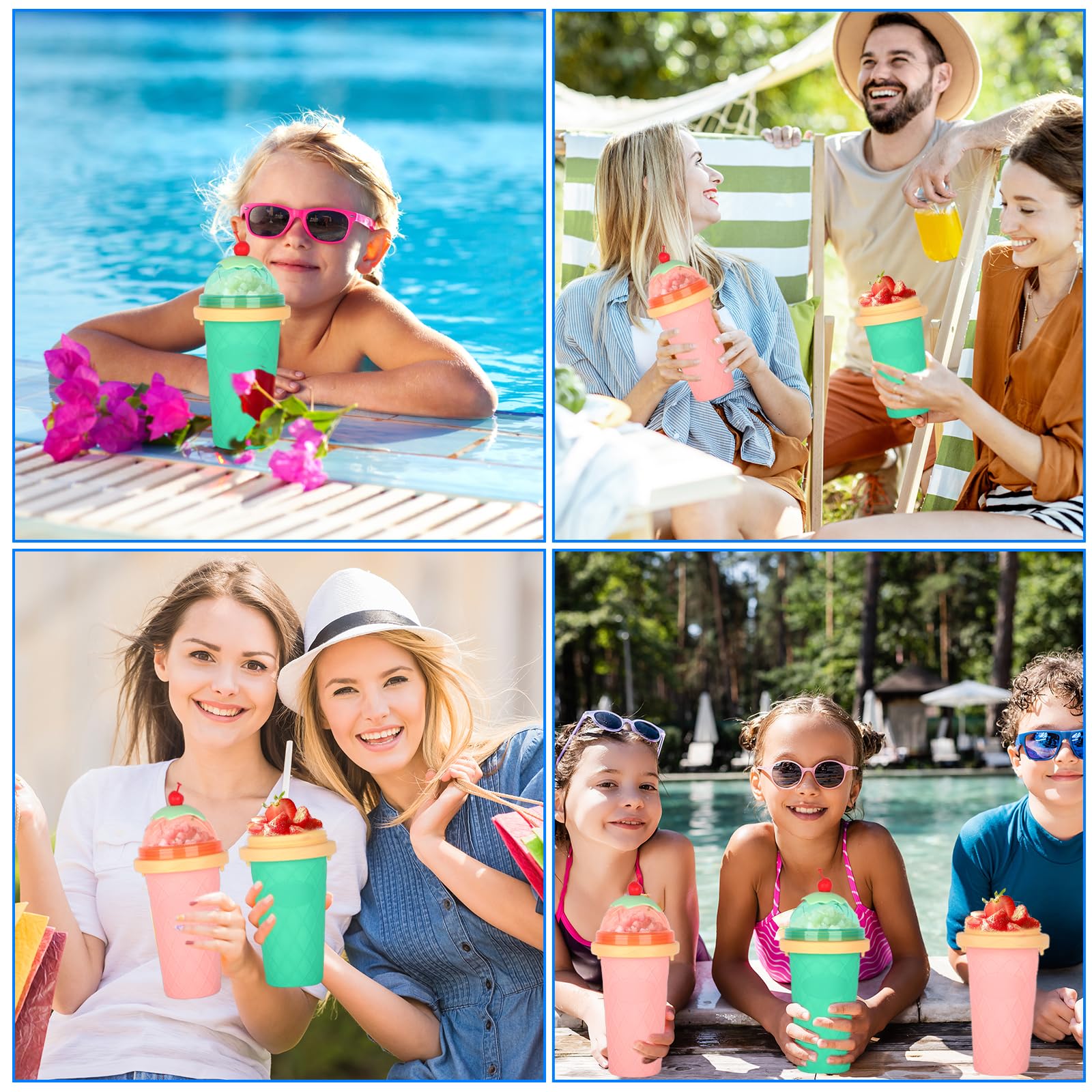 2 Pezzi Slushy Cup, Cuppa Frullato Congelato in Silicone con Cannuccia e Cucchiaio 2 in 1, Fai Da Te