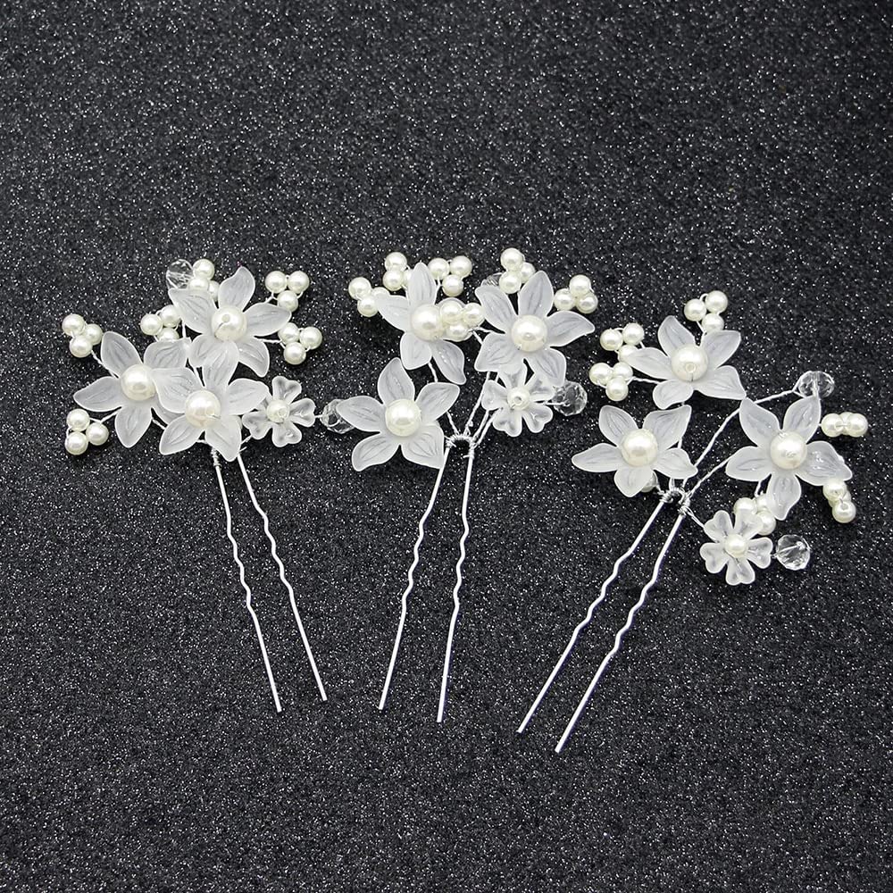 STYLEDOSE Bride Wedding Pearl Hair Pin Bridal Silver Crystal Hair Pieces Rhinestone Hair Accessories for Women and Girls (Pack Of 2) 3