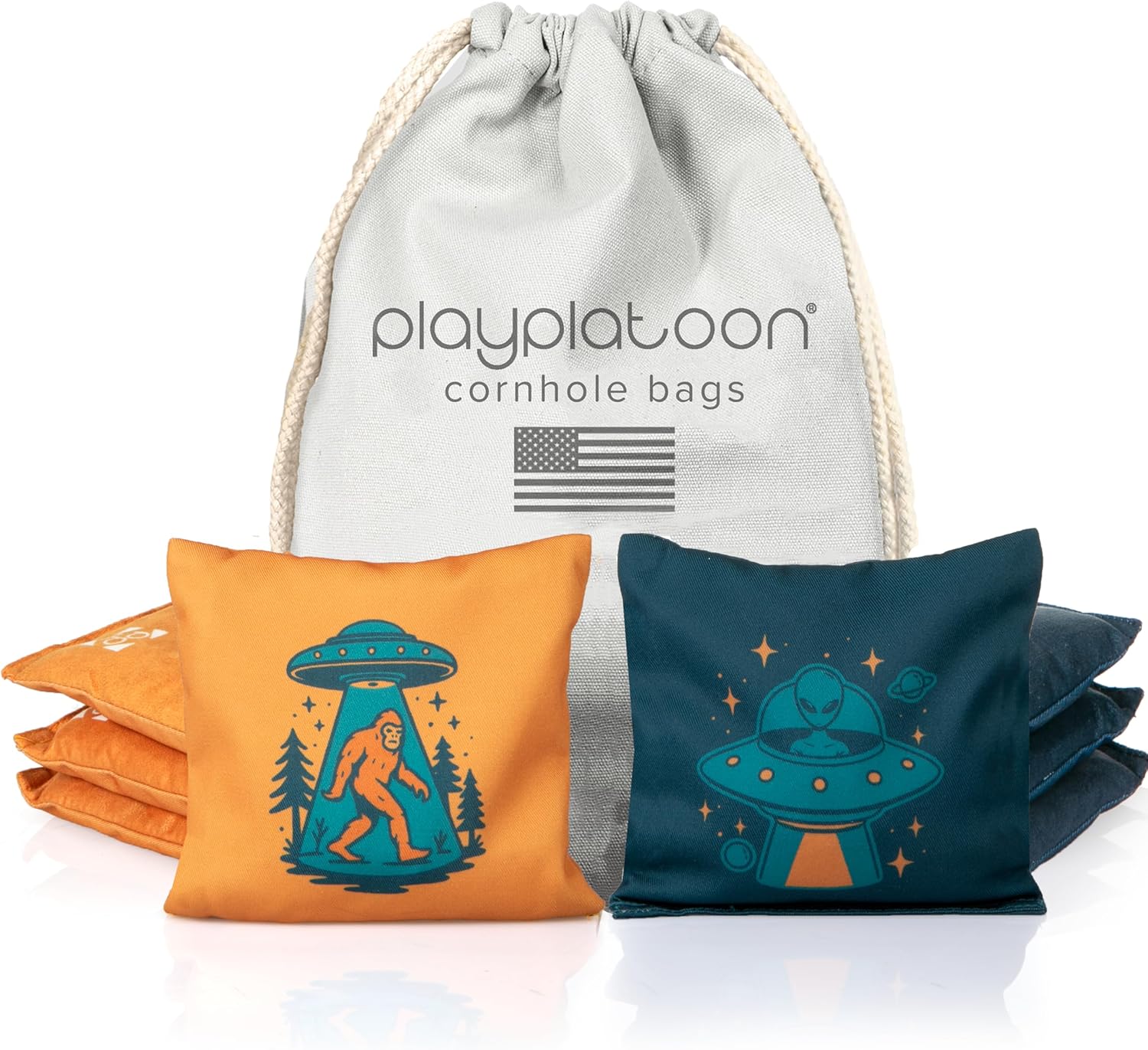 Professional Cornhole Bags - Set of 8 Regulation All Weather Double Sided - Sticky Side/Slick Side Bean Bags for Pro Corn Hole Game