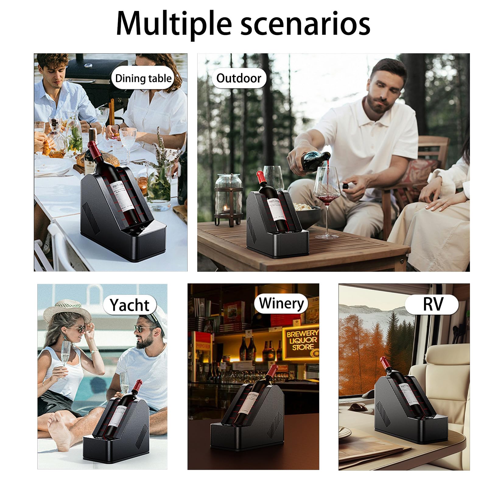 Enfriador de vino eléctrico para botella individual, temperatura ajustable de 0 a 20 °C, pantalla LCD, control táctil LED, iluminación ambiental para mesa de comedor, caja de refrigeración compacta
