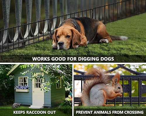 Vista 12 de KYATE Valla de barrera de animales, 25 paneles de barrera de valla para perros sin excavación, bloqueadores de defensa de tierra de conejo, borde