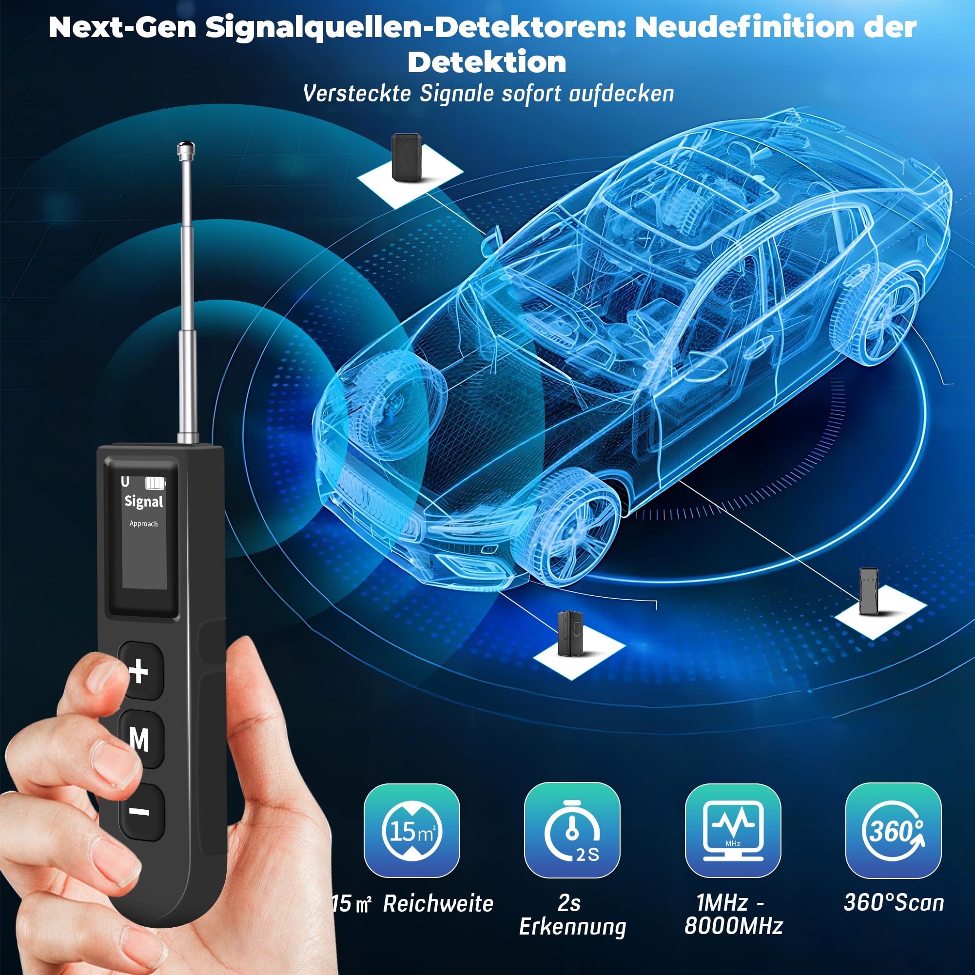 Détecteur de Caméra Cachée, 6 en 1 Detecteur Micro Espion RF sans Fil, Detecteur de Camera et Micro Espion, Anti-Espion, Détecteur de Micros GPS, Détecteur de Bugs pour Bureau, Hôtel, Maison