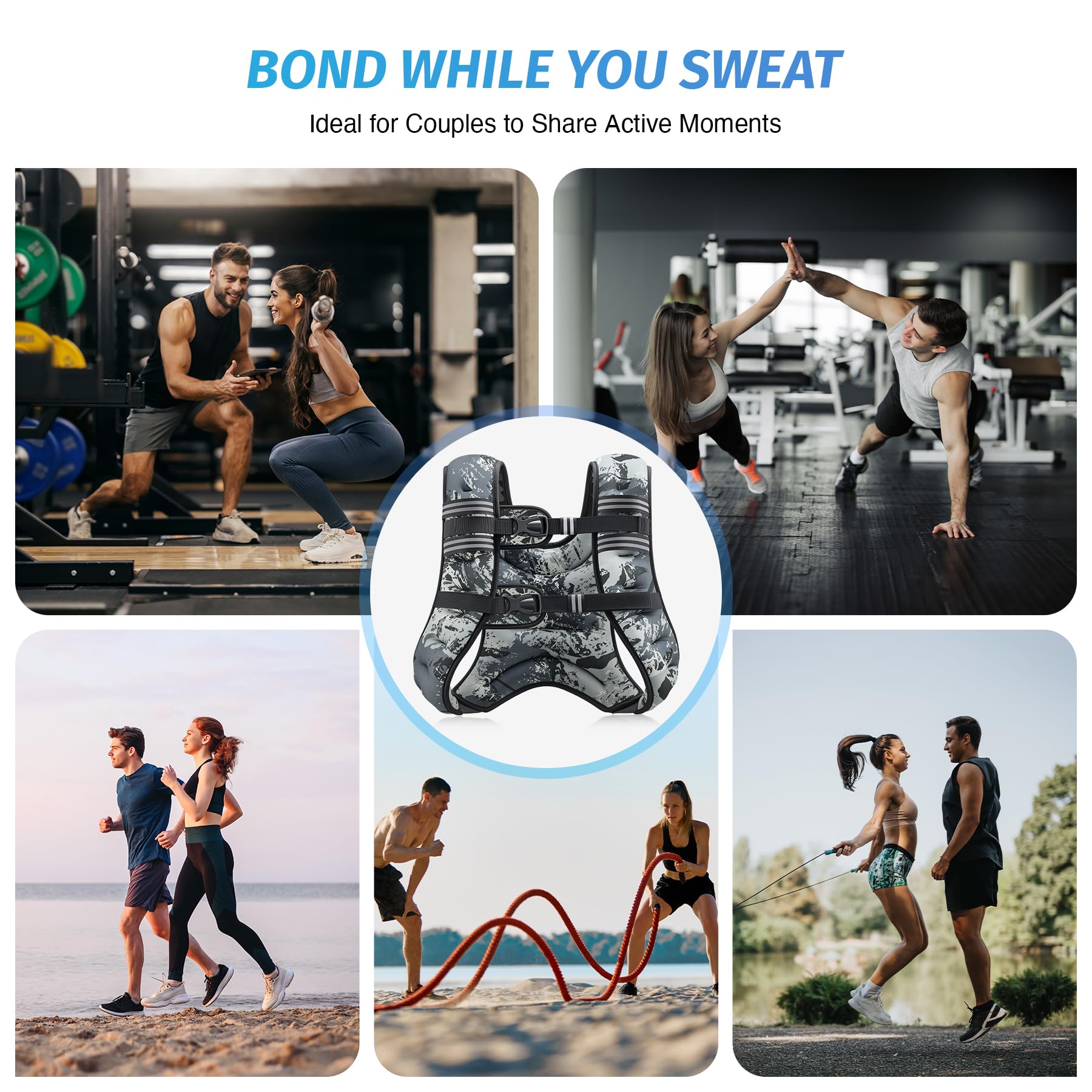 ZELUS Weighted Vest, 6lb/8lb/12lb/16lb/20lb/25lb/30lb Weight Vest with Reflective Stripe for Workout, Strength Training, Running, Fitness, Muscle Building, Weight Loss, Weightlifting: 20 lb Urban Gray Camo