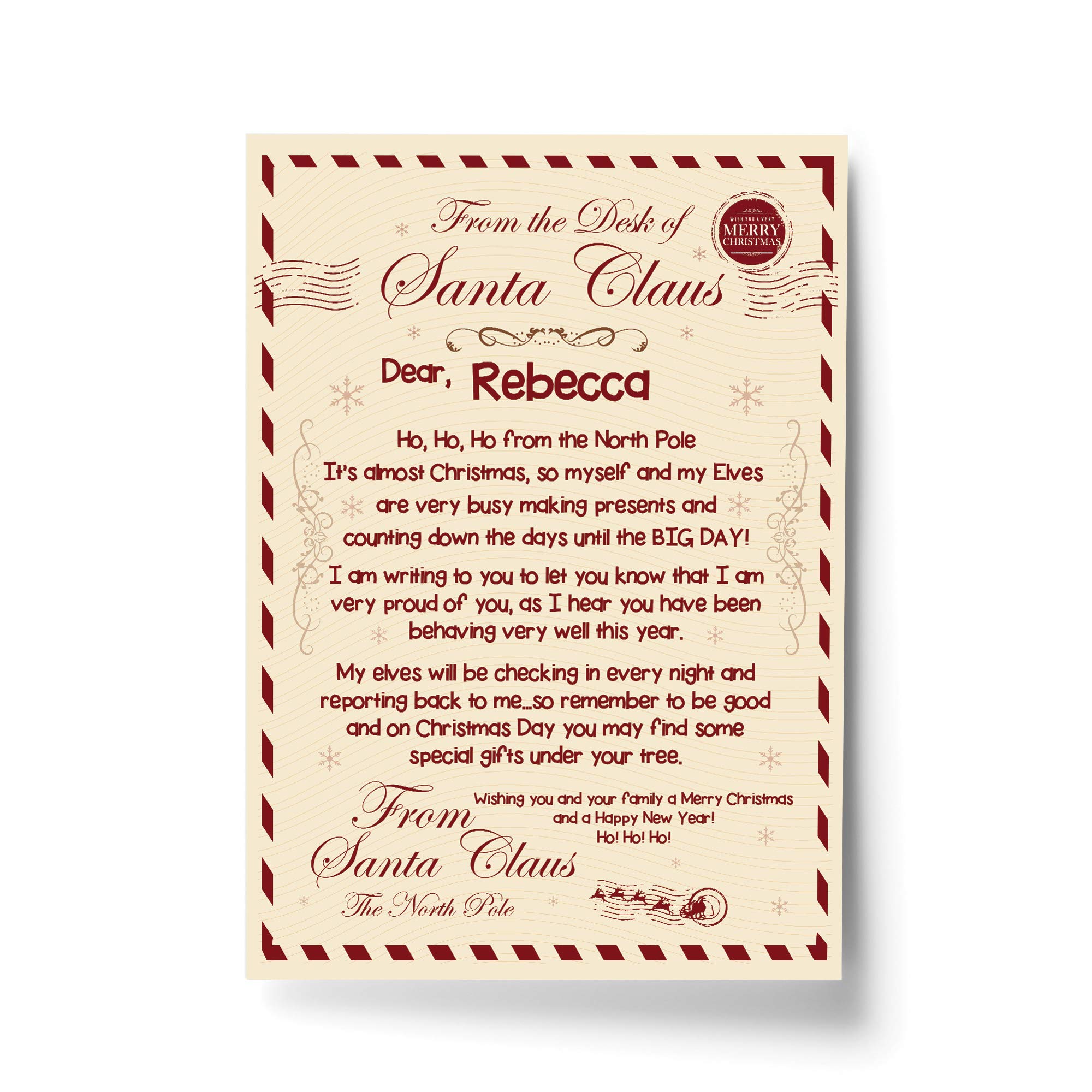 RED OCEAN Personalised Letter From Santa Novelty For Children Son Daughter