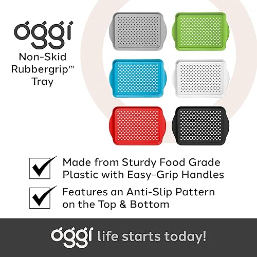 Miniatura 7 de Oggi Oggi - Bandeja antideslizante para servir con asas, bandeja rectangular negra, ideal para comer, desayuno, alimentos, bandeja de aperitivos,