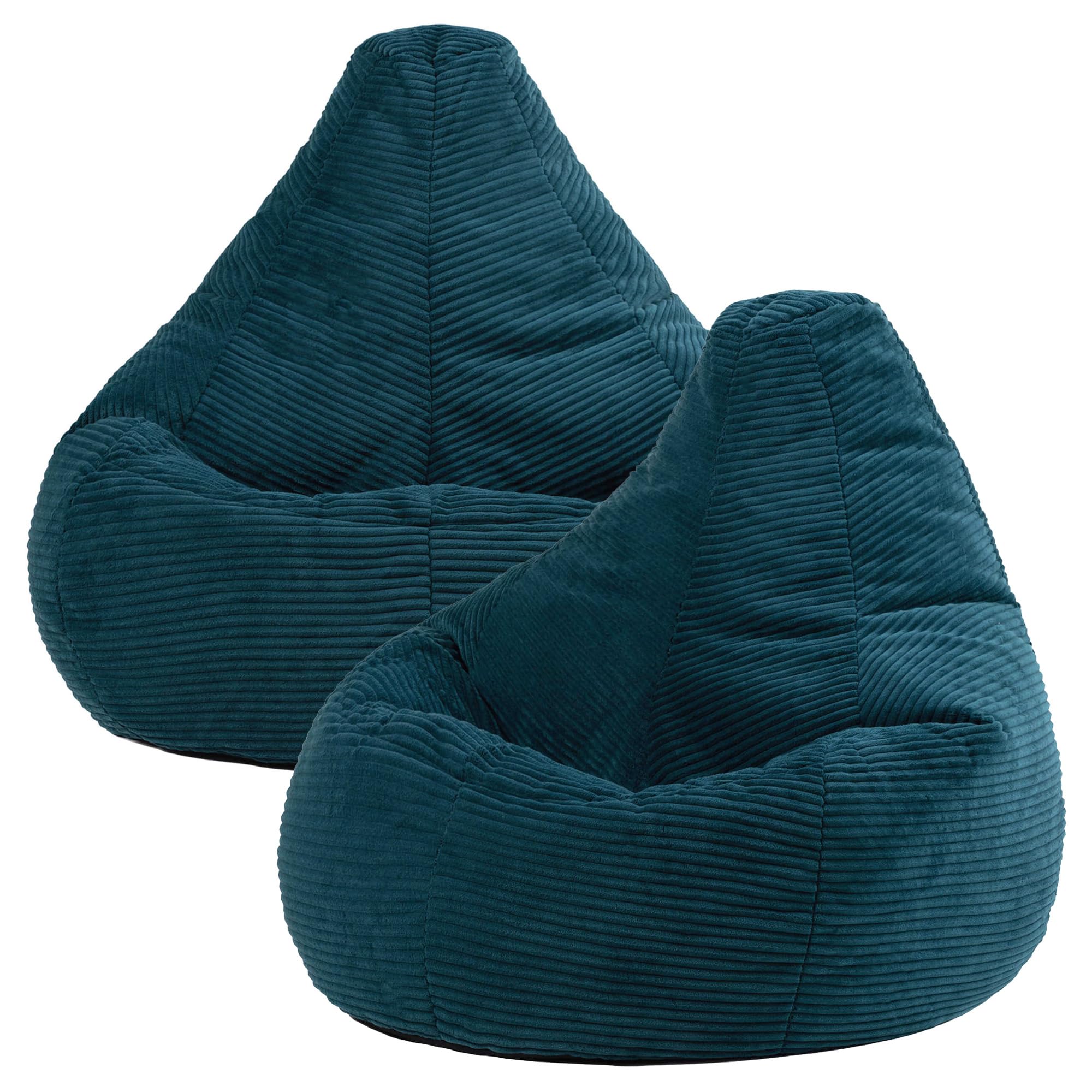 icon Dalton Cord Bean Bag Chair, Set of 2, Teal Green, Large Adult Bean Bag with Filling Included, Comfy Chair, Living Room Furniture, Bedroom Furniture