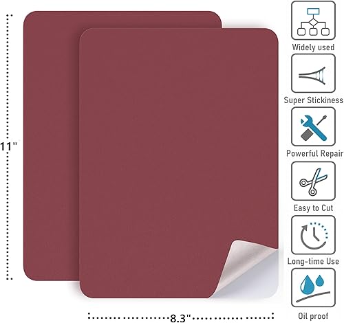 Miniatura 2 de Parche autoadhesivo de reparación de cuero de 8.3 x 11 pulgadas, 2 parches de cuero para muebles, kit de reparación de cuero para asiento de