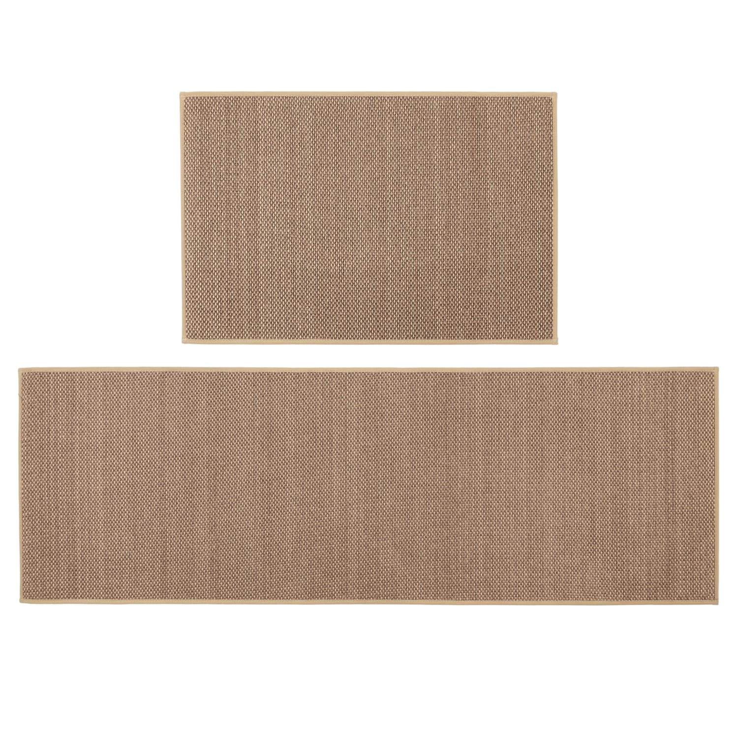 JVL Antarra Machine Washable Entrance Doormat and Runner Set - Beige