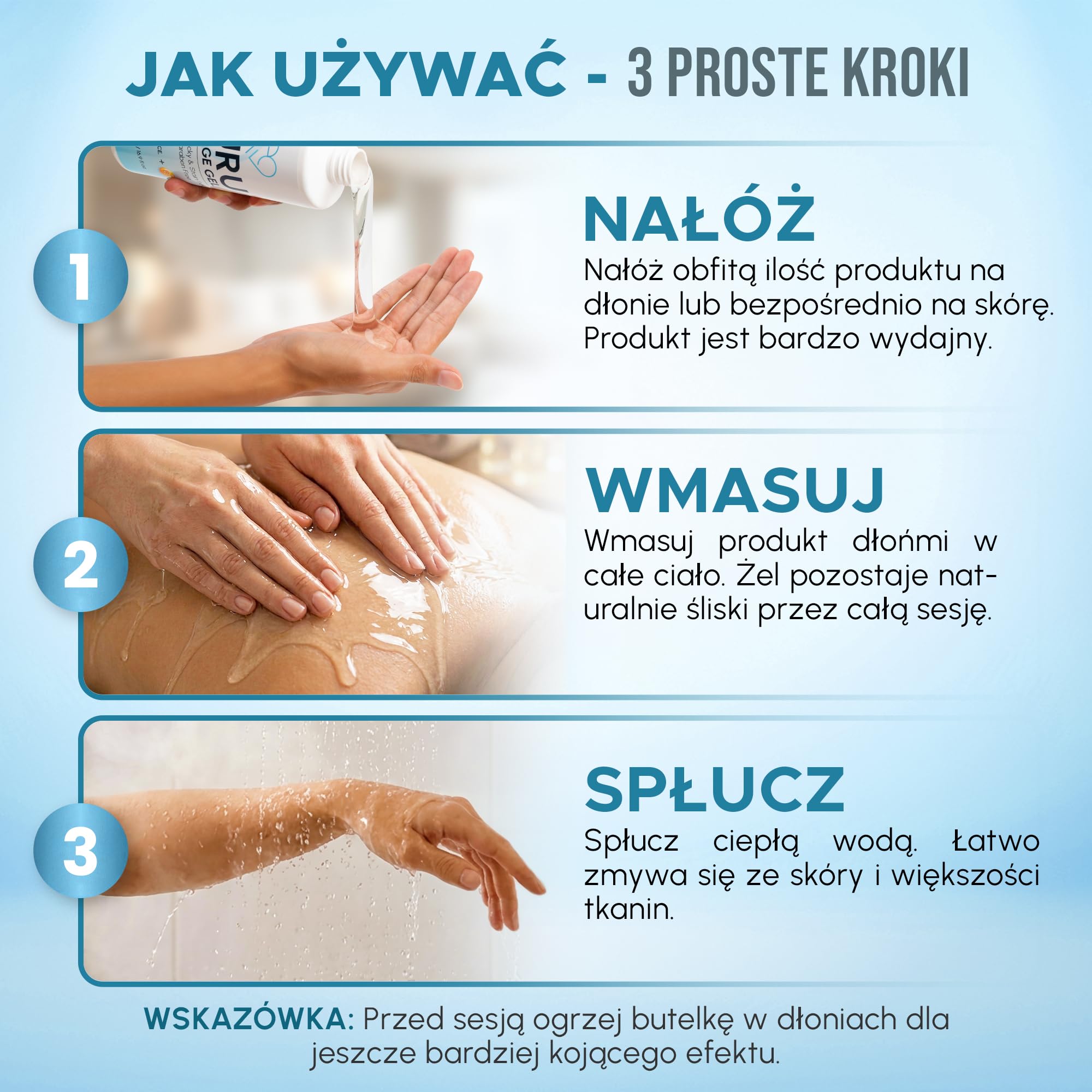 Żel do masażu Nuru 1000 ml, prostokątny, aloes i wodorosty, na bazie wody