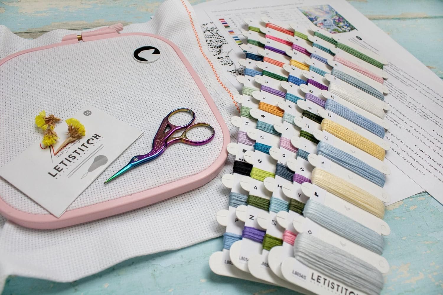 Wizardi Letistitch Counted Cross Stitch Kit on Canvas Aida with Summer Splendor. Incredible Chart 9.45 * 7.48 inches L8054. Fantastic for Embroidery & Needlework Amateurs