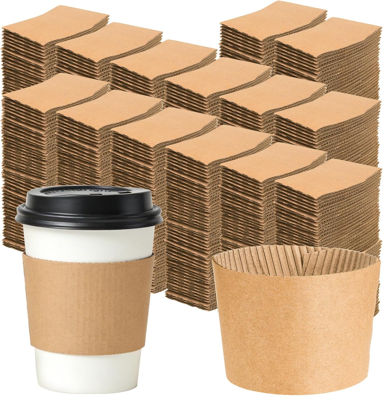 1005 Pack disposable coffee cup sleeves bulk for Hot Drinks Cardboard hot Cup Sleeves for Cafes Offices Coffee Shops Fit 12oz, 16oz, 20oz, 22oz and 24oz Cups